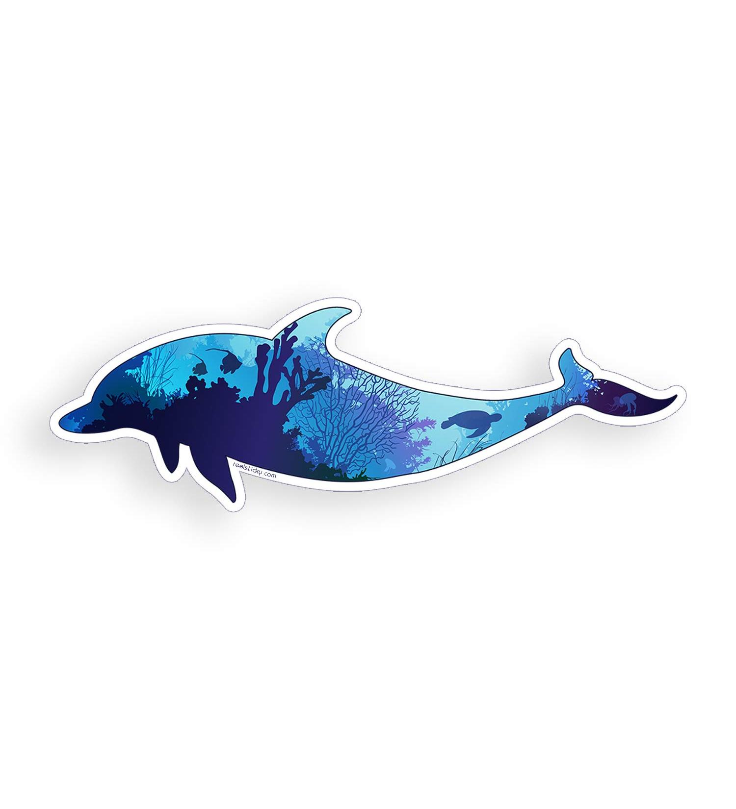 Dolphin Sticker Underwater Ocean Scene for Cup Cooler Laptop Phone Custom Printed Die Cut Decal
