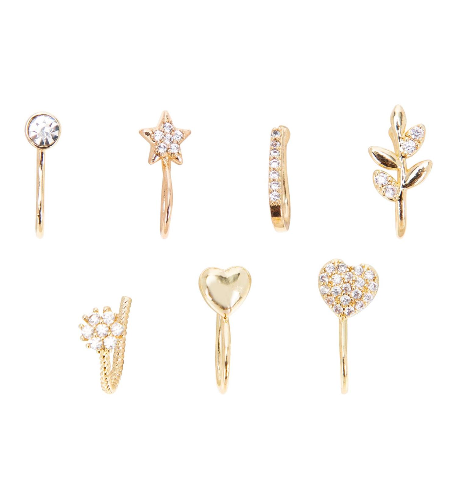 Shop Beaupretty 7pcs Non-Piercing Nose Rings - Elegant Copper Nose Jewelry for Women - Golden Heart Clip Nose Pins - Buy Online on GoSupps.com