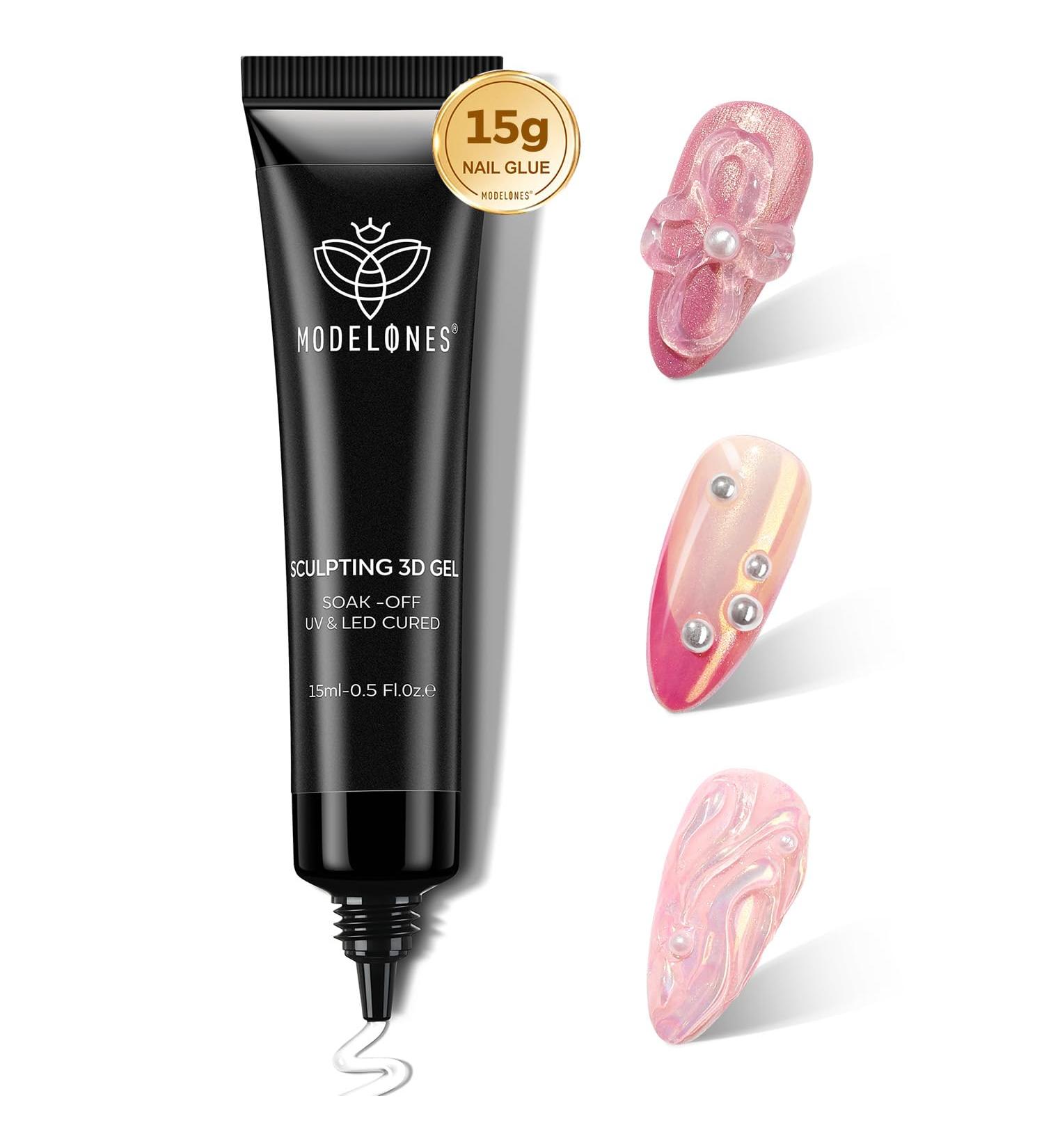 Modelones Sculpture Gel 3D Carving Gels Sculpting Gel Nail Glue for Nail Charms Chrome Nail Powder and Rhinestone 15 g 4 in 1 No Wipe Gel Nail Polish Nail Art Design DIY Nail Painting Manicure - Buy Online on GoSupps.com