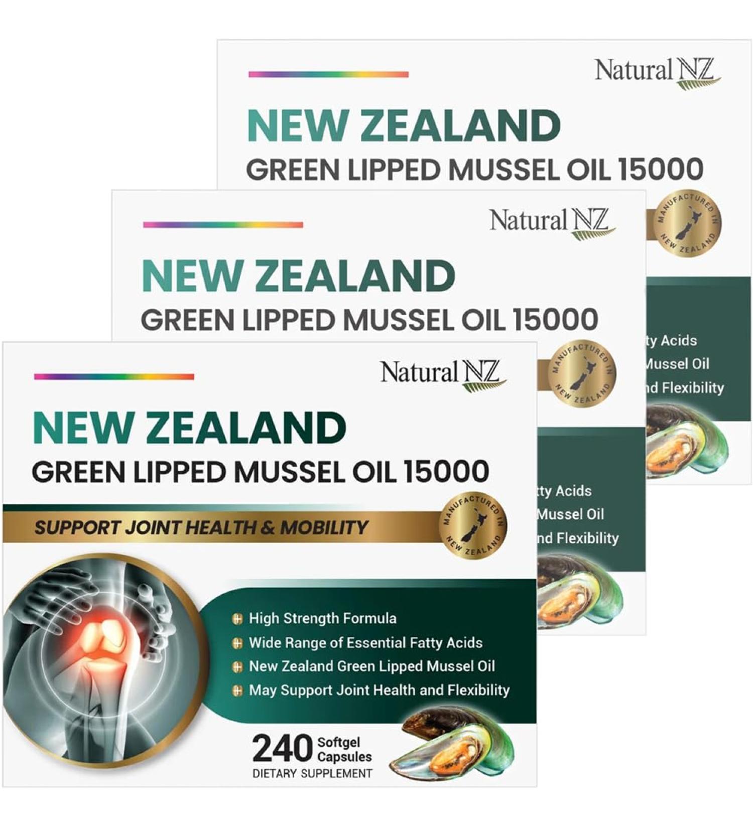 Natural NZ Green Lipped Mussel Oil 15000 240 Softgel Caps (1) - Buy Online on GoSupps.com