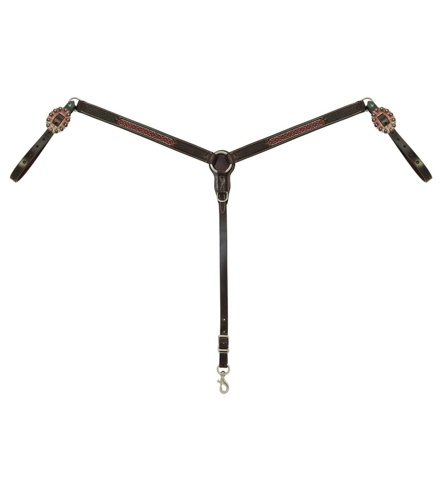 Turquoise Cross Beaded Basketweave Collection Straight Breast Collar