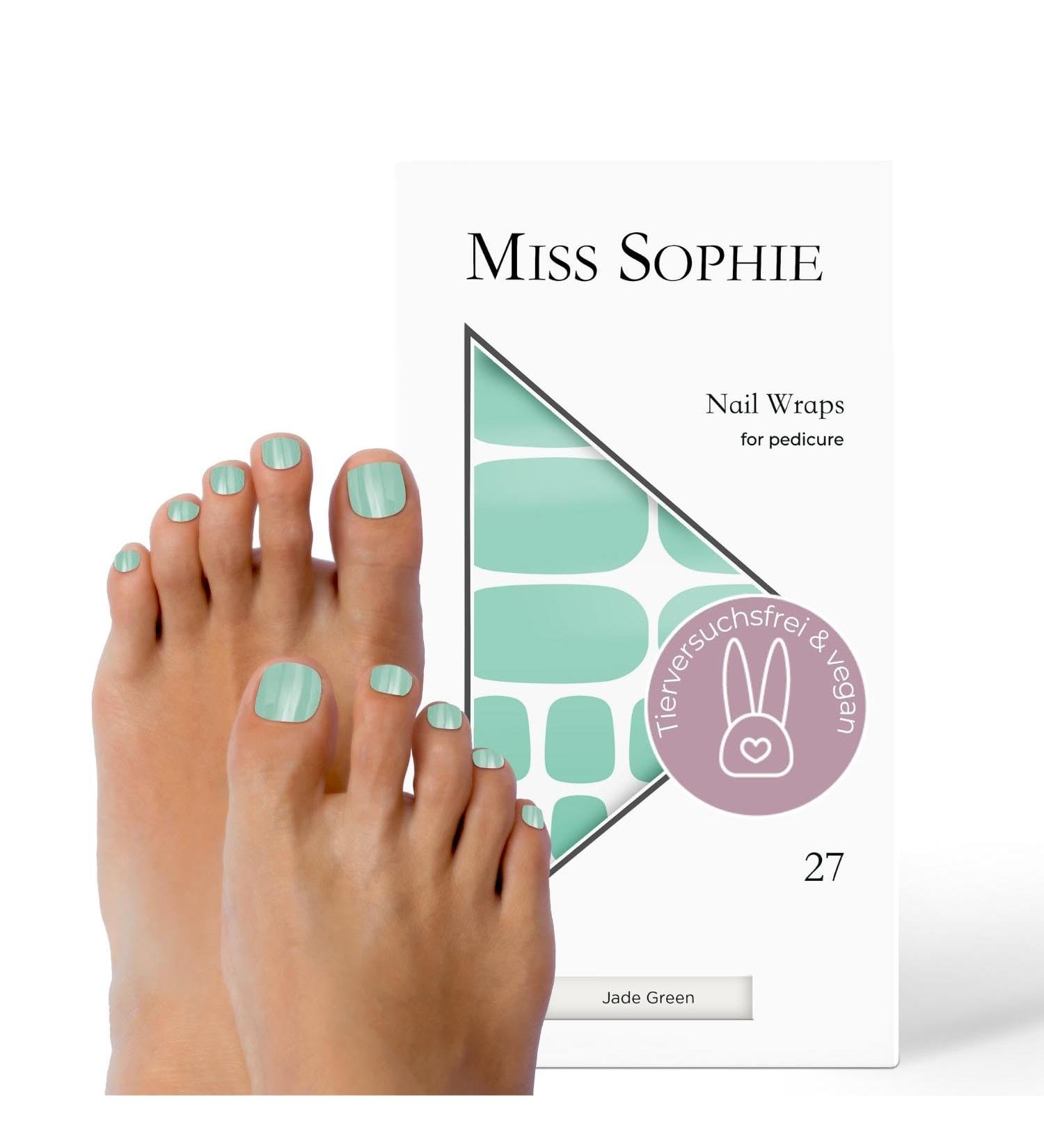 Original Miss Sophie Pedi Wraps | Jade Green Pedicure | 27 Ultra-Thin Nail Polish Strips | Sticks to All Nail Types | Perfect for Natural Acrylic Gel & Shellac Nails - Buy Online on GoSupps.com