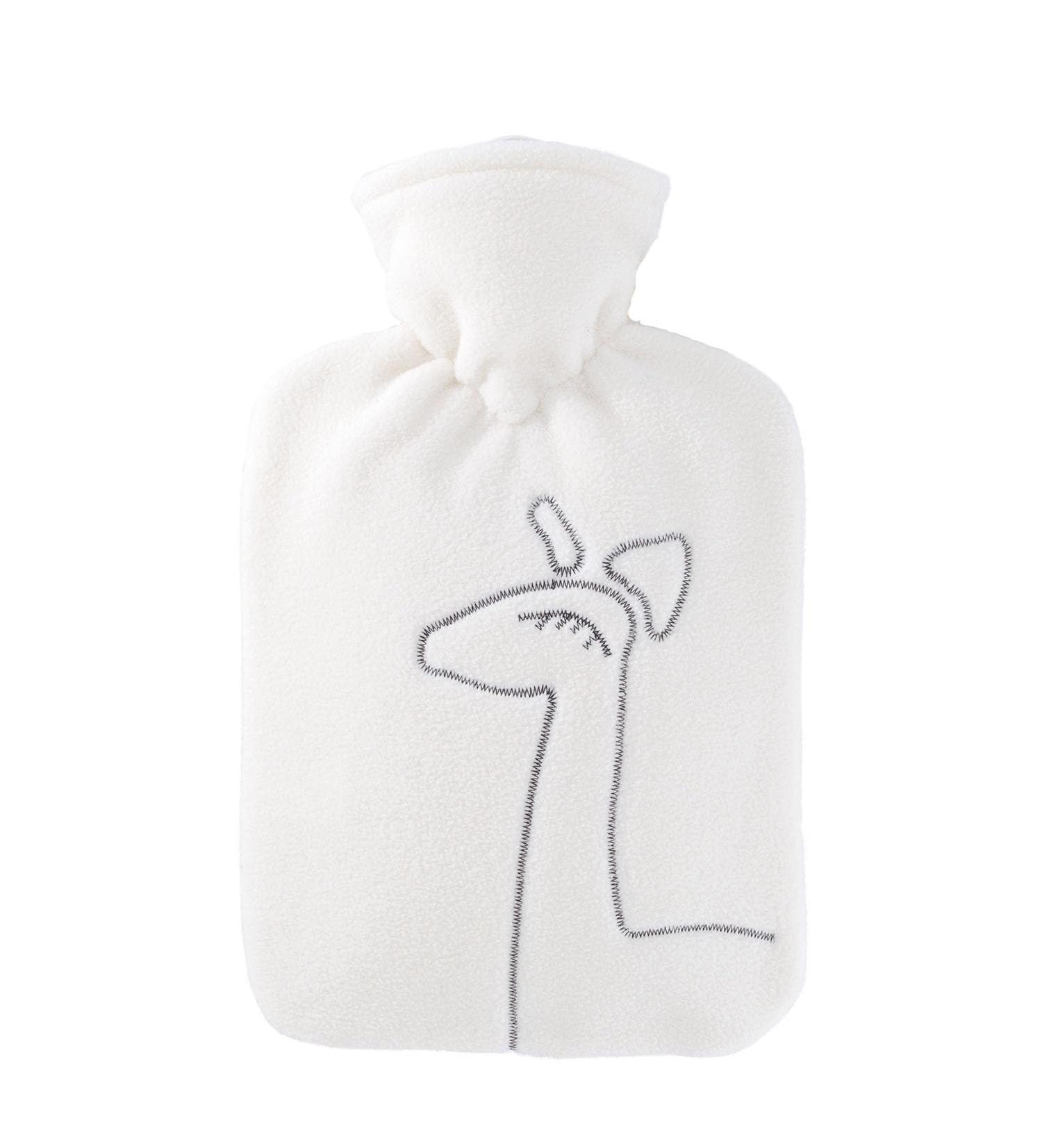 Hugo Frosch hot water bottle classic 1.8 l with double fleece cover white application "Giraffe"