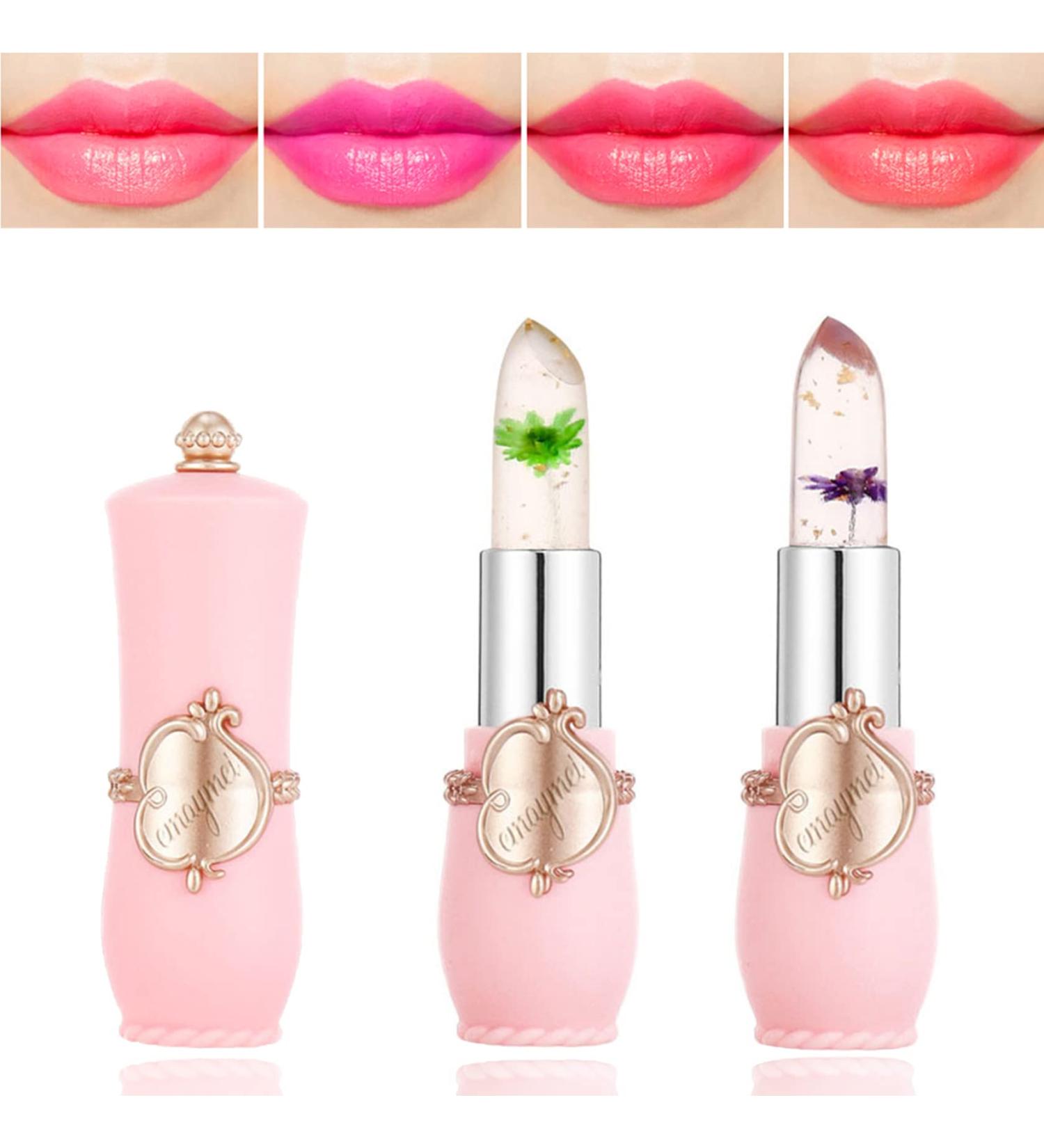 2 Pack Crystal Flower Jelly Lipstick Set - Long Lasting Moisturizing Color Change Lip Gloss - Tinted Lip Balm - Nutritious Formula - pH Magic Technology - (5+6) - Buy Online on GoSupps.com