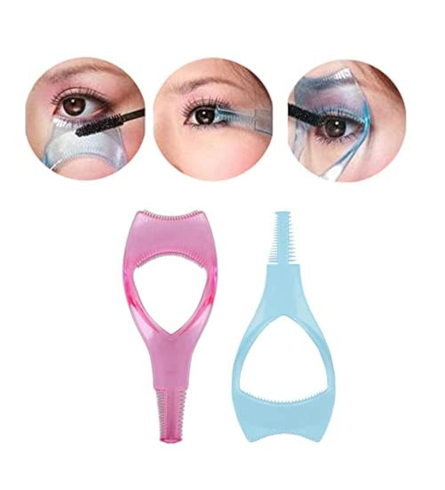 Buy 2pcs 3-in-1 Eyelash Brush Tool - Pink & Blue Makeup Applicator for Perfect Mascara Guard - Ideal for Women & Girls - International Shipping Available - Buy Online on GoSupps.com