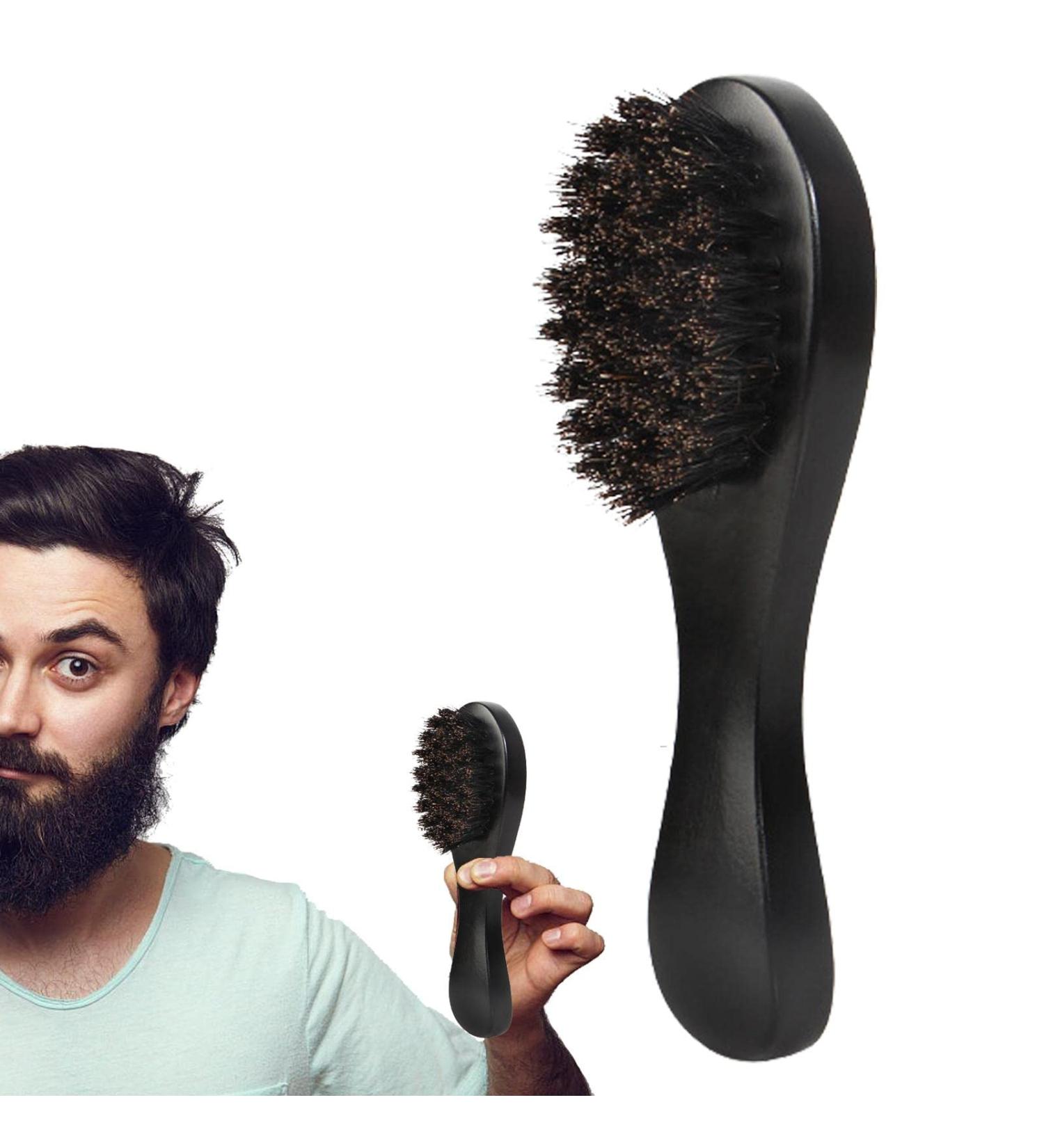 AIBYKS Portable Beard Brush - Wild Boar Bristles & Natural Beech Wood Handle | Perfect for Combing Cleaning Dirt & Dead Skin - Buy Online on GoSupps.com