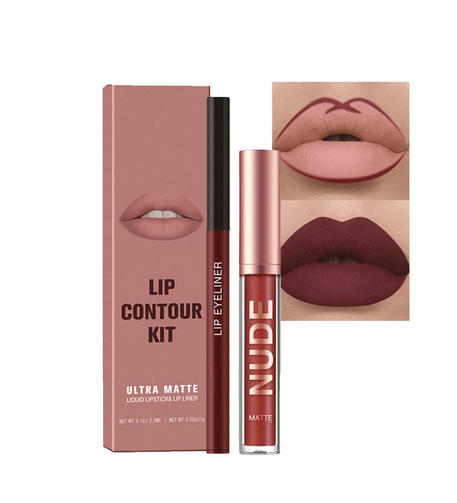Nude Lipstick and Lip Liner Set - Long Lasting Waterproof Stain - Highly Pigmented Lip Makeup Kit for Daily & Holiday Looks (06) - Buy Online on GoSupps.com