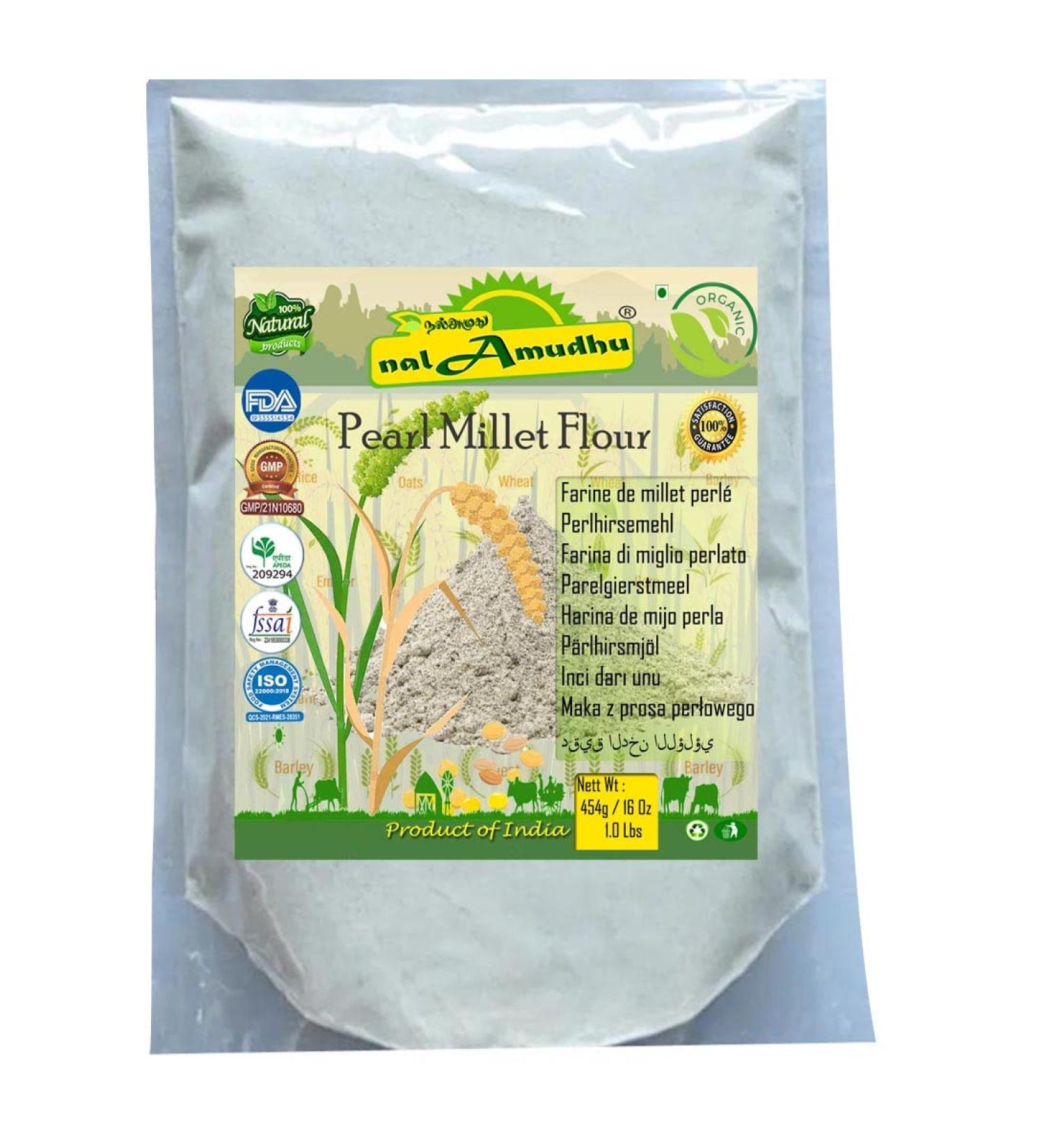 nalAmudhu Pearl Millet Flour 454g/1.0Lbs | Bajra Atta Kambu Maavu - Buy Online on GoSupps.com