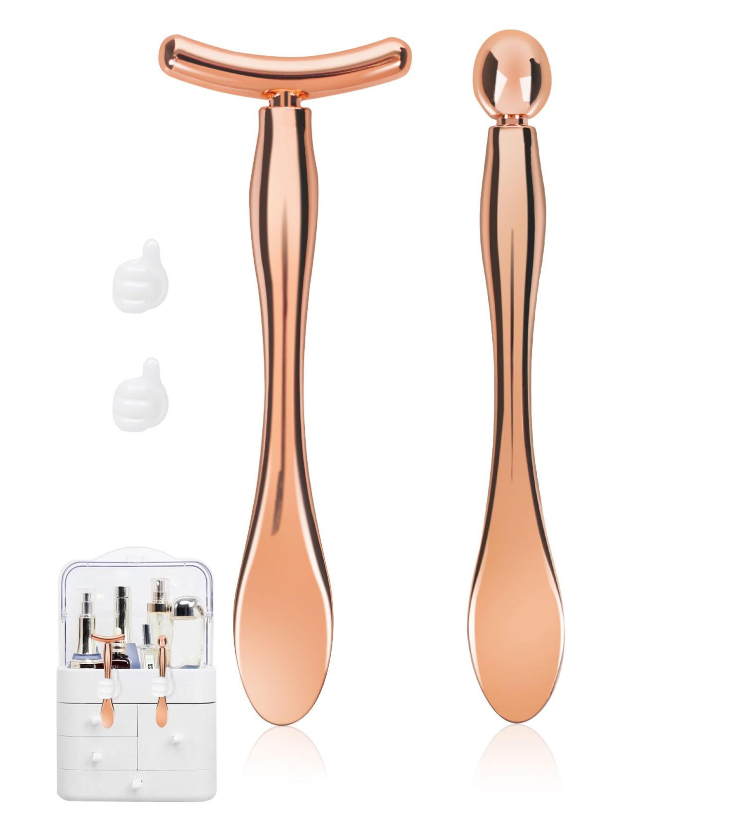 Metal Eye Cream Applicator Tool | Eye Roller for Puffiness & Wrinkles | Skincare Massager & Scraper Wand in Rose Gold - Perfect Gift for Women - Buy Online on GoSupps.com