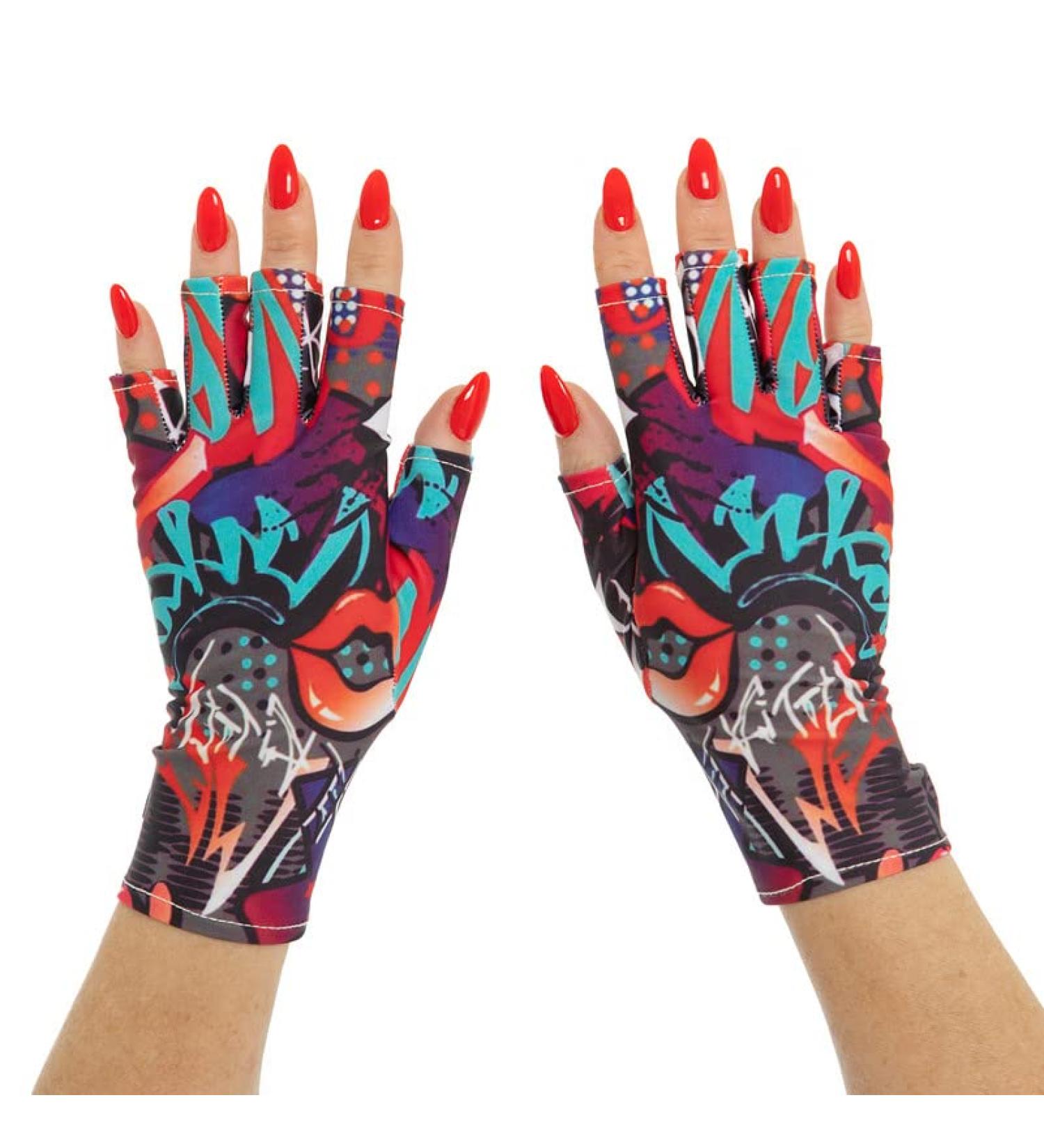 ManiGlovz Gel Nail Manicure Anti-UV and Sunblock Protection Shield Gloves to use with UV and LED Dry Lamps (Graffiti) - Buy Online on GoSupps.com