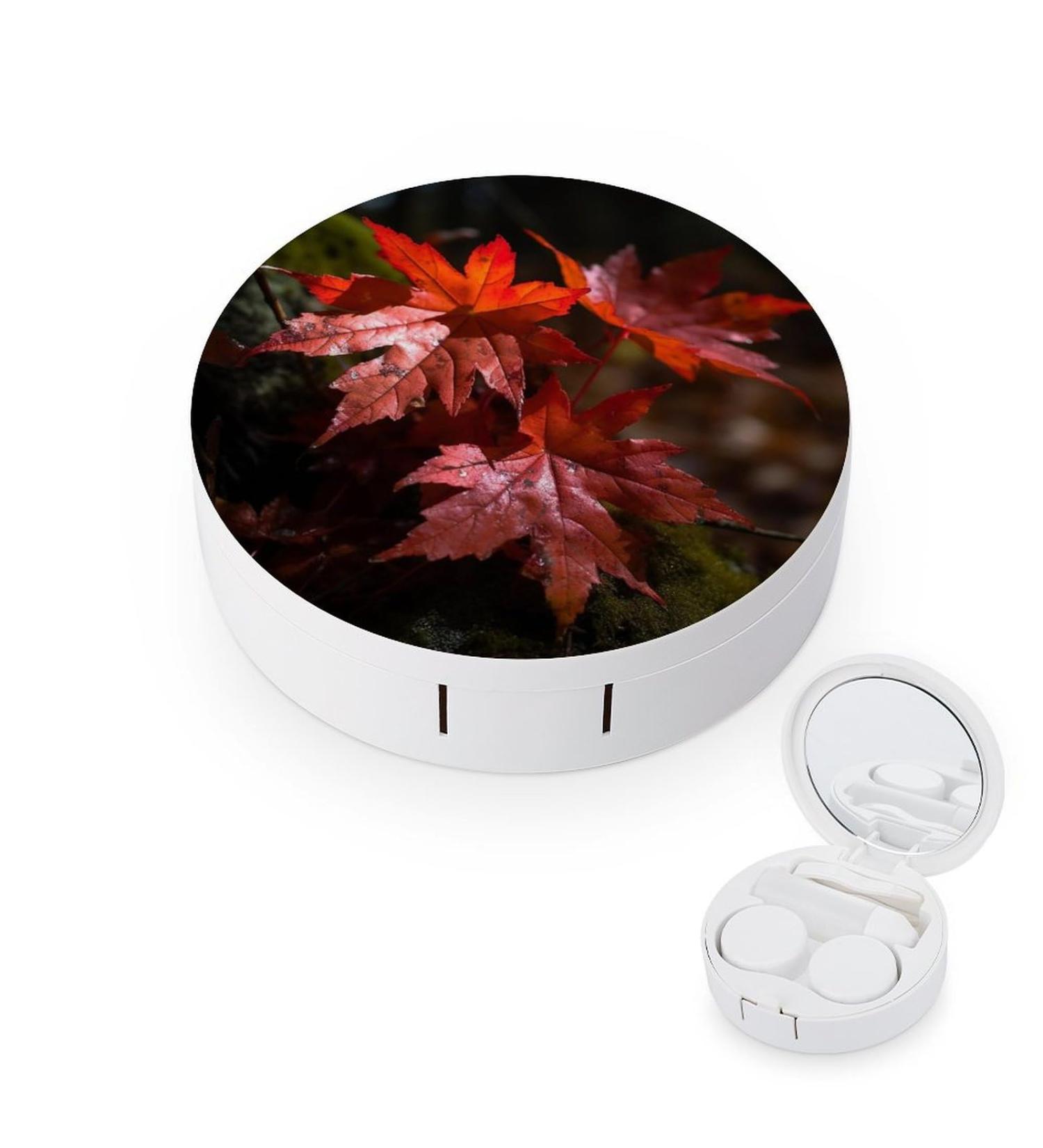 Red Maple Leaves Contact Lens Case - Portable Travel Storage Box for Contact Lenses - Buy Online on GoSupps.com