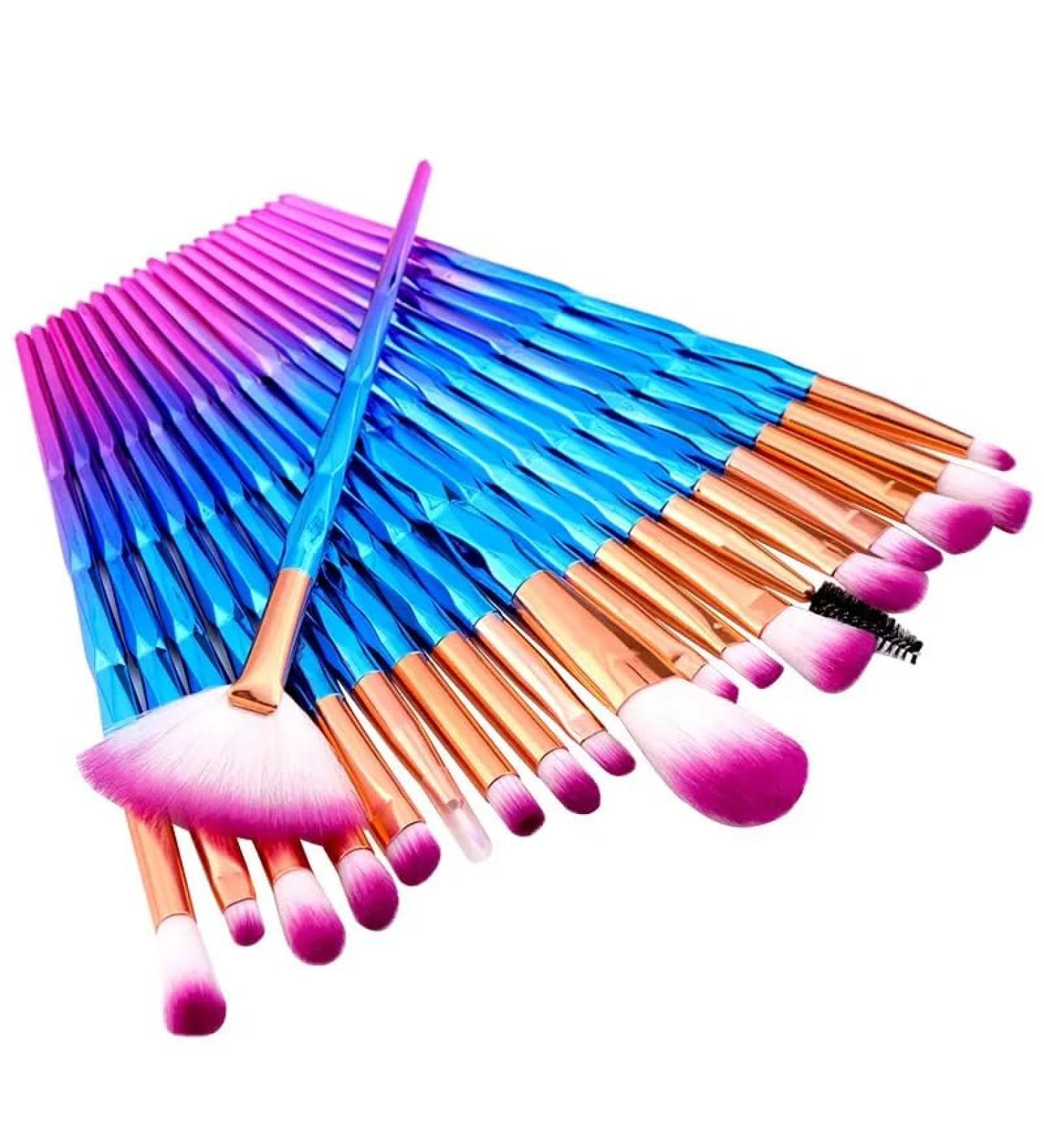 GreenLife Makeup Brushes set 20 pcs Unicorn eye Makeup Brush kit Premium Synthetic Face Eyes Eyeliner Foundation Brush Blending Eyeshadow Blush Concealer Cosmetic Brushes Powder Cream Brush - Blue - Buy Online on GoSupps.com