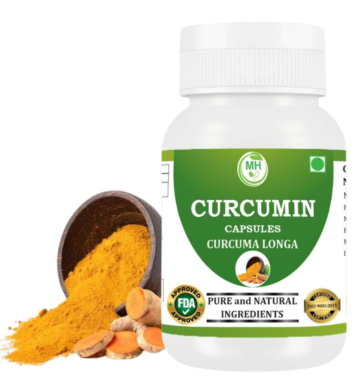Morsan Healthcare Curcumin Capsules 500 mg | Turmeric Extract | 60 Veg Capsules | Herbal Supplement | Non-GMO | Gluten Free | No Artificial Additives (Pack of 1) (Pack of 1)