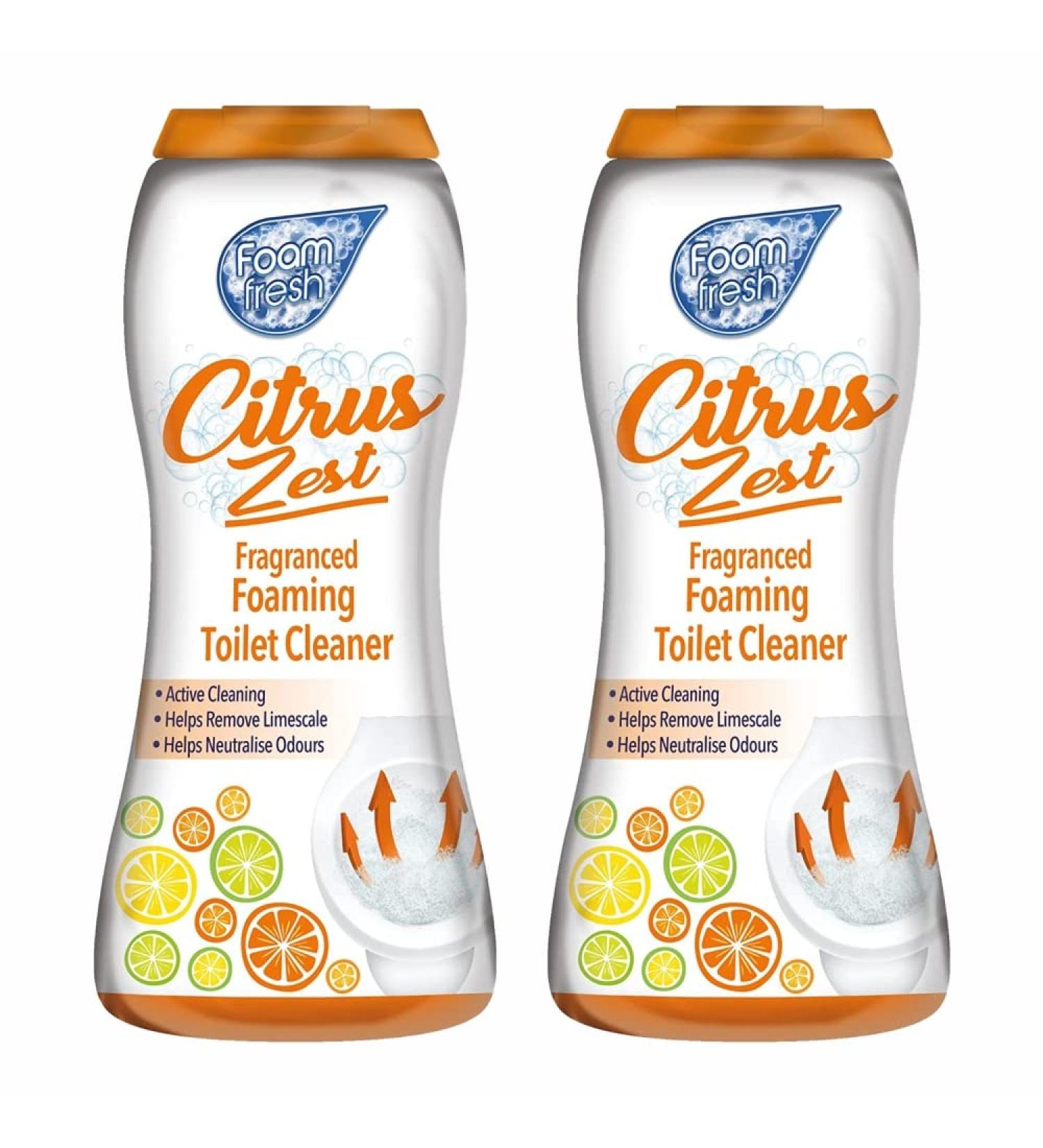 2 x 370G Citrus Zest Foaming Toilet Cleaner Amazing Fragrance Deep Cleaning Action Powder Cleaning Foam and Extra Freshness Toilet Cleaner (Citrus Zest) - Buy Online on GoSupps.com
