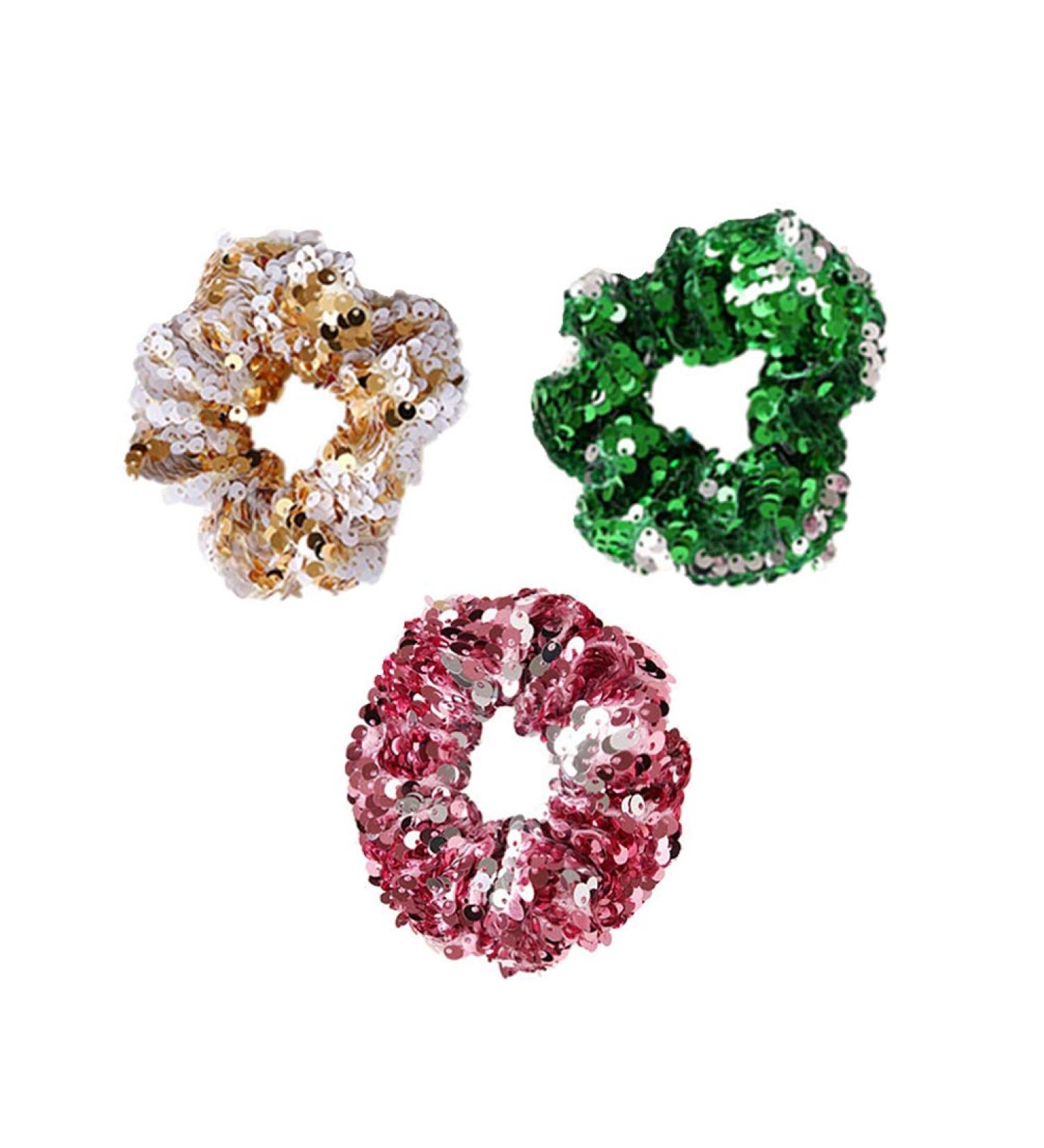 Lurrose 3pcs Sequin Mermaid Hair Scrunchies | Elastic Hair Ropes for Girls - Stylish & Durable - Buy Online on GoSupps.com