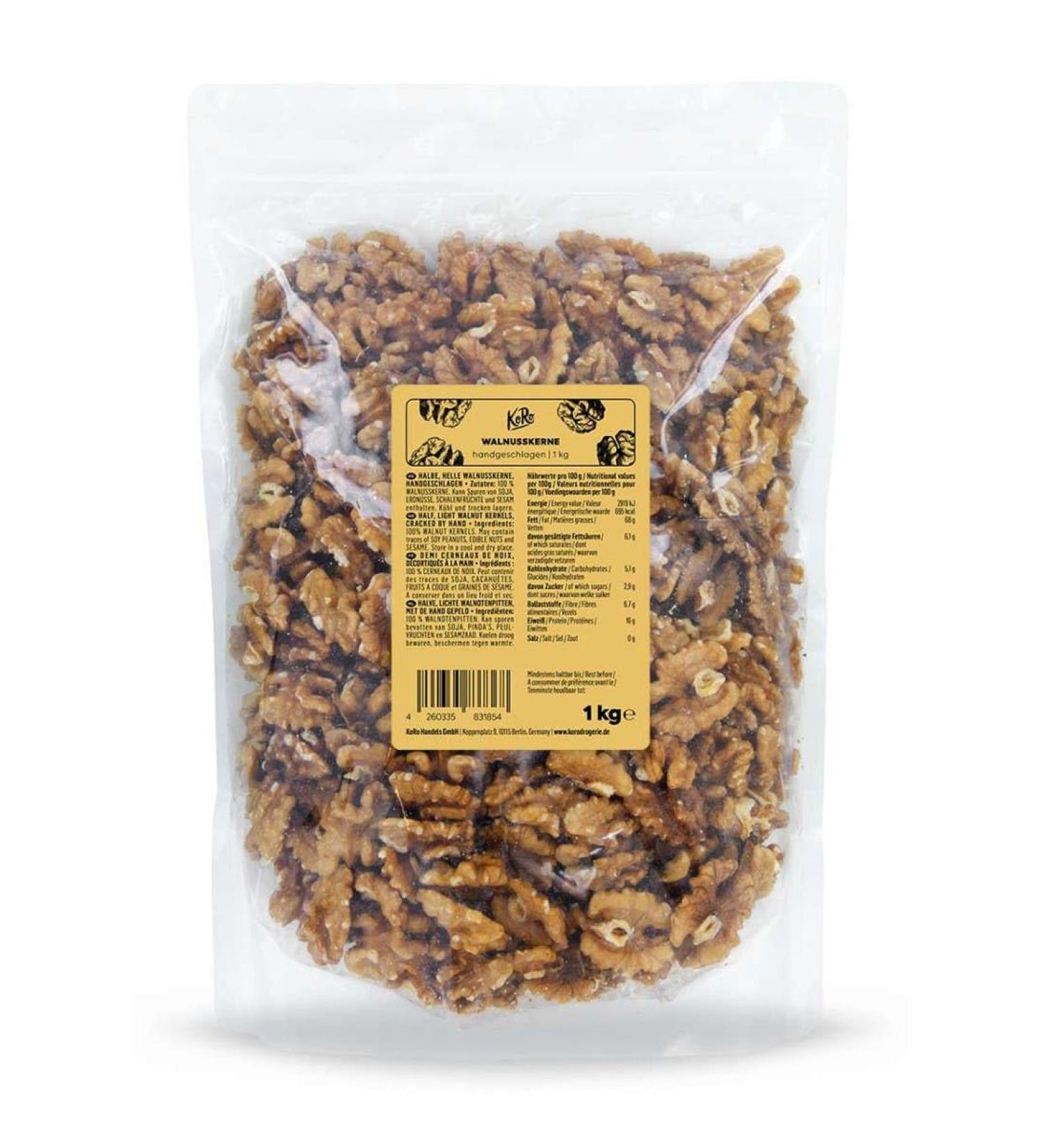 KoRo - Walnut Kernels 1 kg - High Quality Natural Peeled Nuts - Buy Online on GoSupps.com