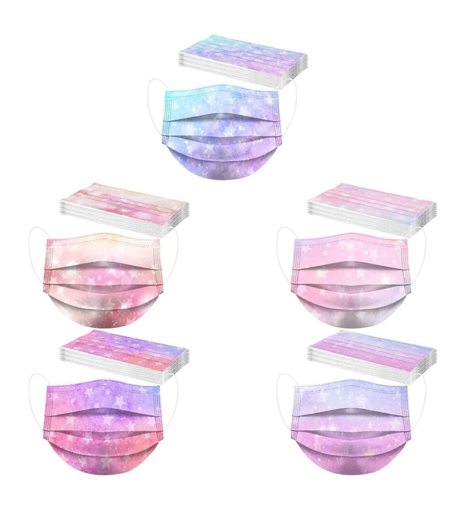 SDFRK Children's Disposable Masks - 50 Colorful 3-Layer Mouth Protection with Starry Sky Motif | Safe Comfortable & Stylish Face Masks for Kids - Buy Online on GoSupps.com