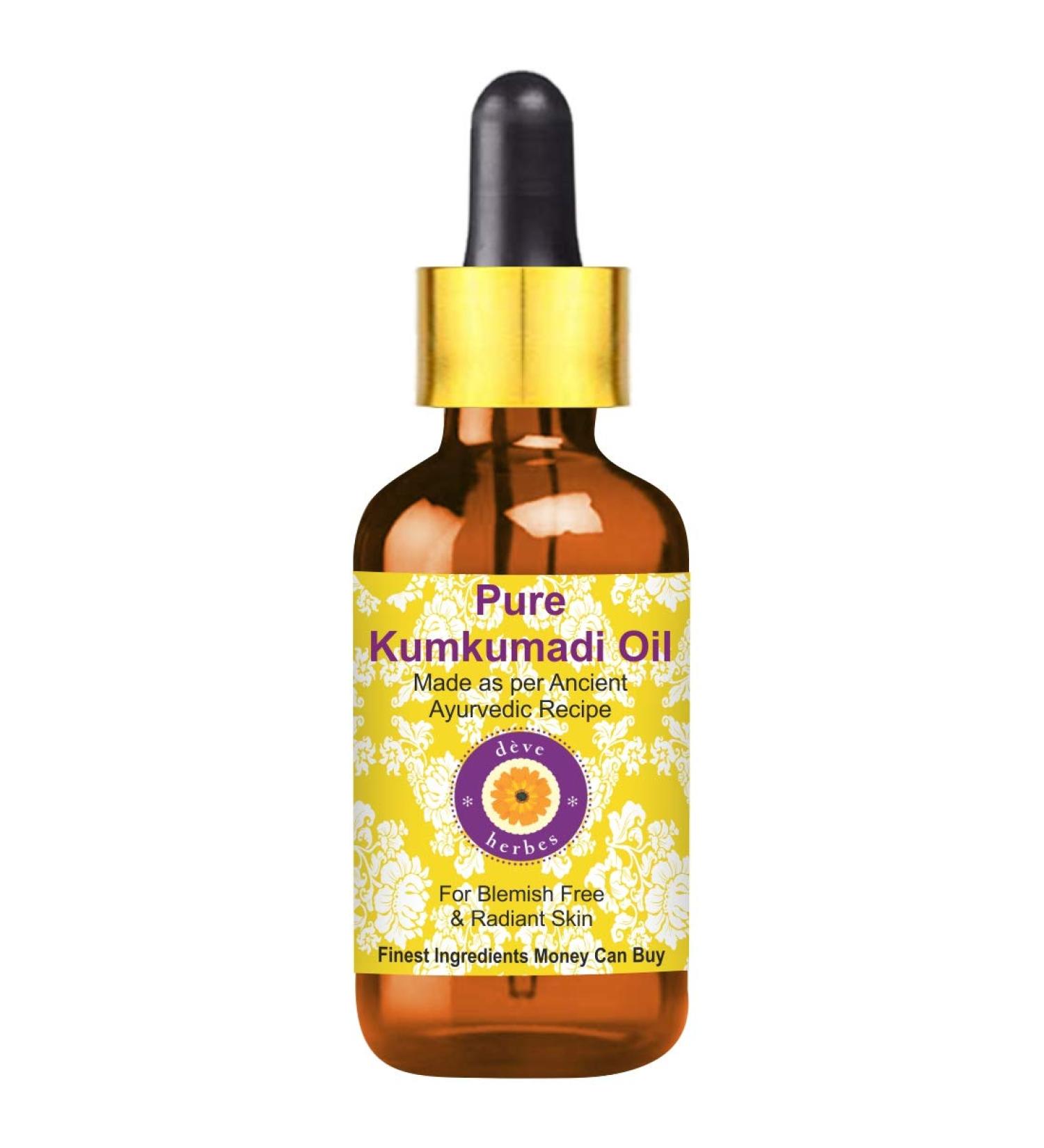 Deve Herbes Pure Kumkumadi Oil with Glass Dropper Cold Pressed 5ml (0.16 oz) - Buy Online on GoSupps.com