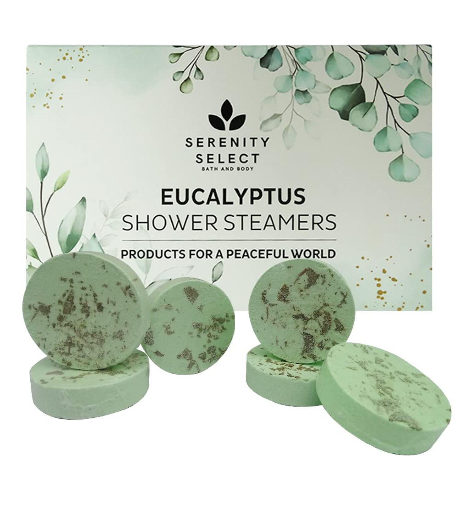 Serenity Select Eucalyptus Shower Steamers - Organic Aromatherapy Bombs with Essential Oil for Stress Relief & Relaxation - 6 Vapor Tablets - Perfect Stocking Stuffer for Christmas & Hanukkah - Buy Online on GoSupps.com