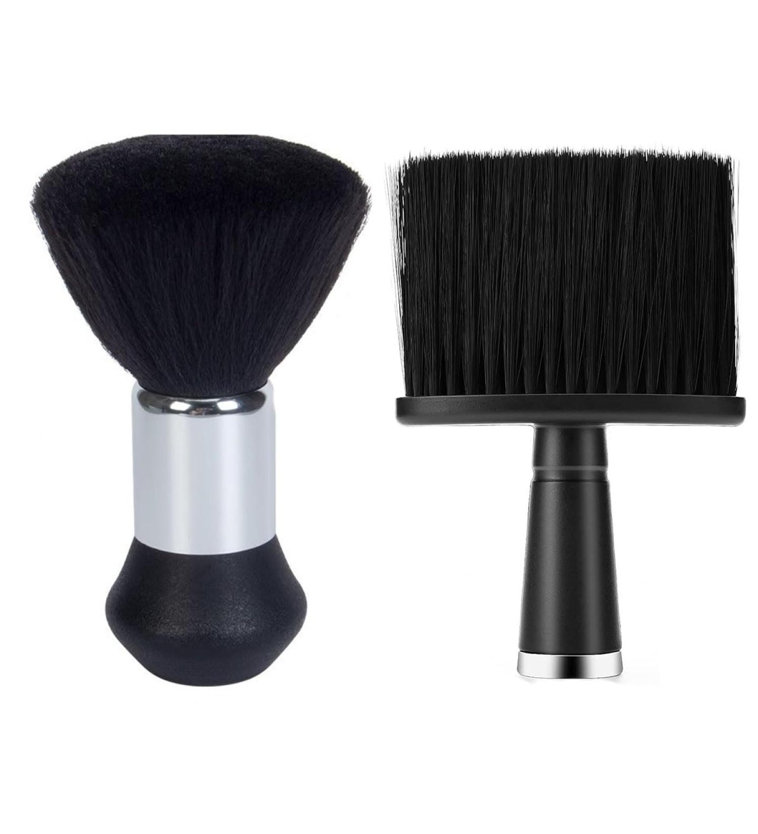 Professional 2-Piece Neck Brush Set for Hairdressing - Hair Cutting Duster Brushes with Handle (Black) - Ideal for Hairdressers & Barbers - International Shipping Available - Buy Online on GoSupps.com