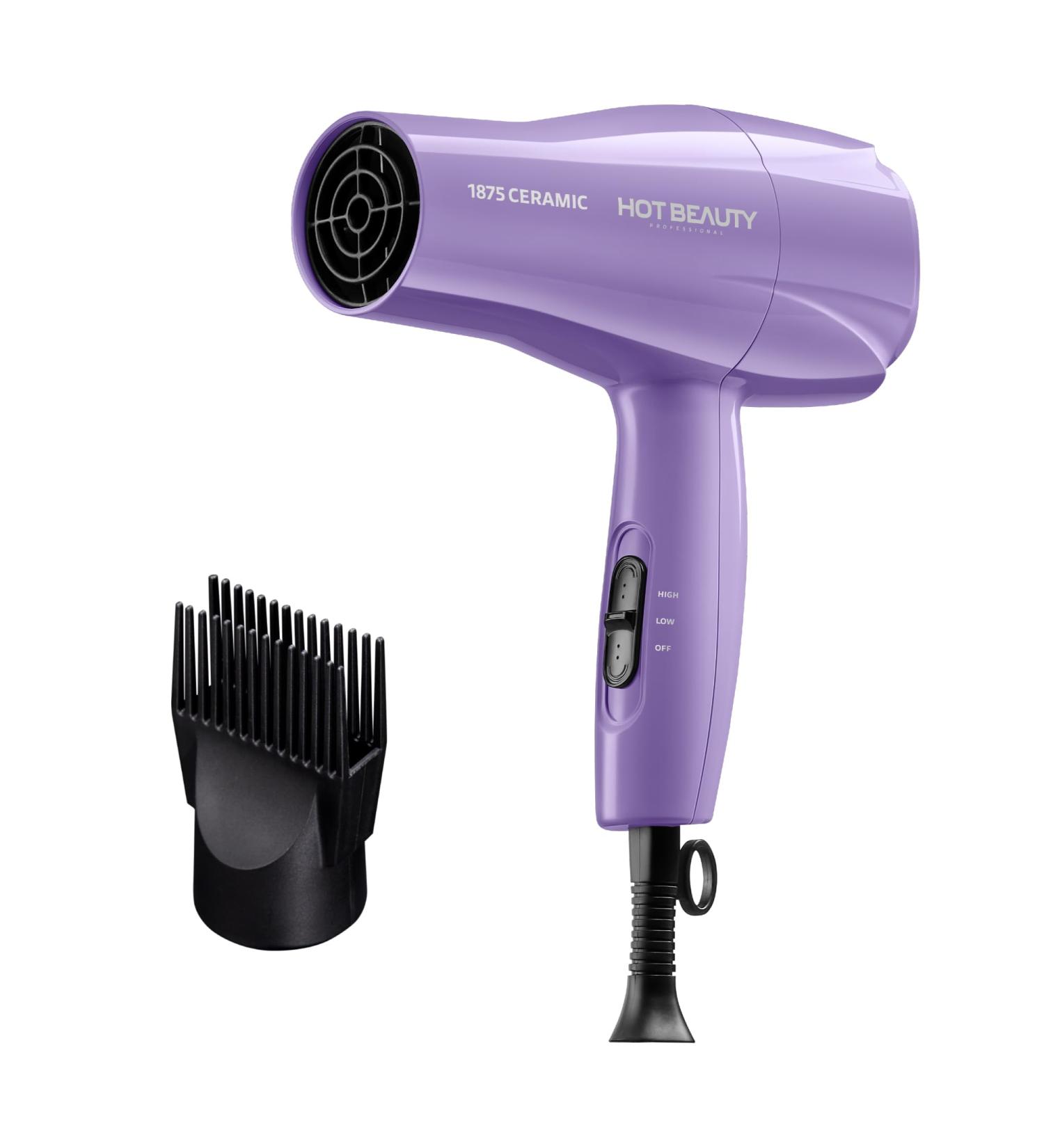 1875 Ceramic Hair Dryer - Fast Drying Multi-Setting Comb & Detangler Included - Compact & Travel-Friendly (Purple - Buy Online on GoSupps.com