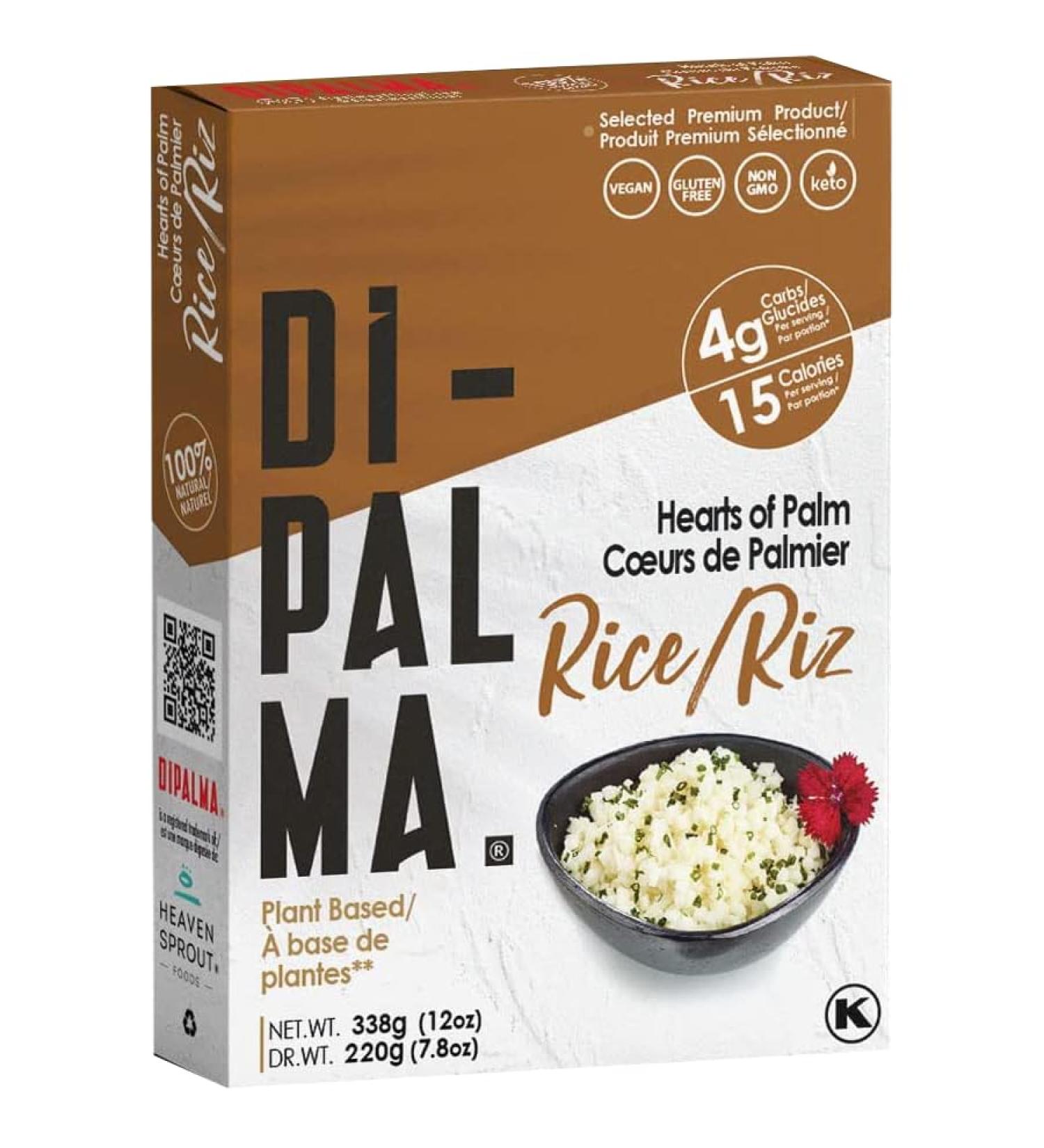 DiPalma - Low Carb Gluten Free Hearts of Palm Rice Style | 4g of Carbs | 12 Unit Pouch per Pack (12-Pack) - Buy Online on GoSupps.com