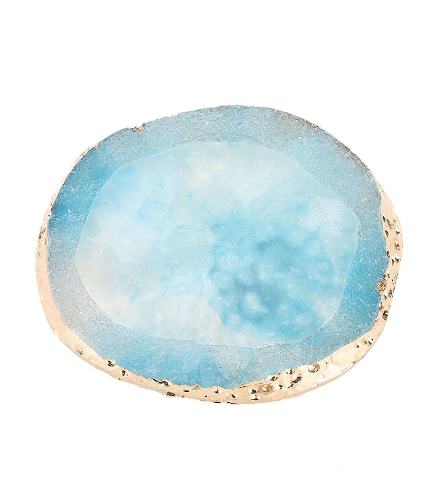 Resin Stone Manicure Palette Gilded Edge Nail Art Pallet Nail Art Mixing Palette Nail Art Paint Palette for Lipstick Pigment Mixing(Blue) - Buy Online on GoSupps.com