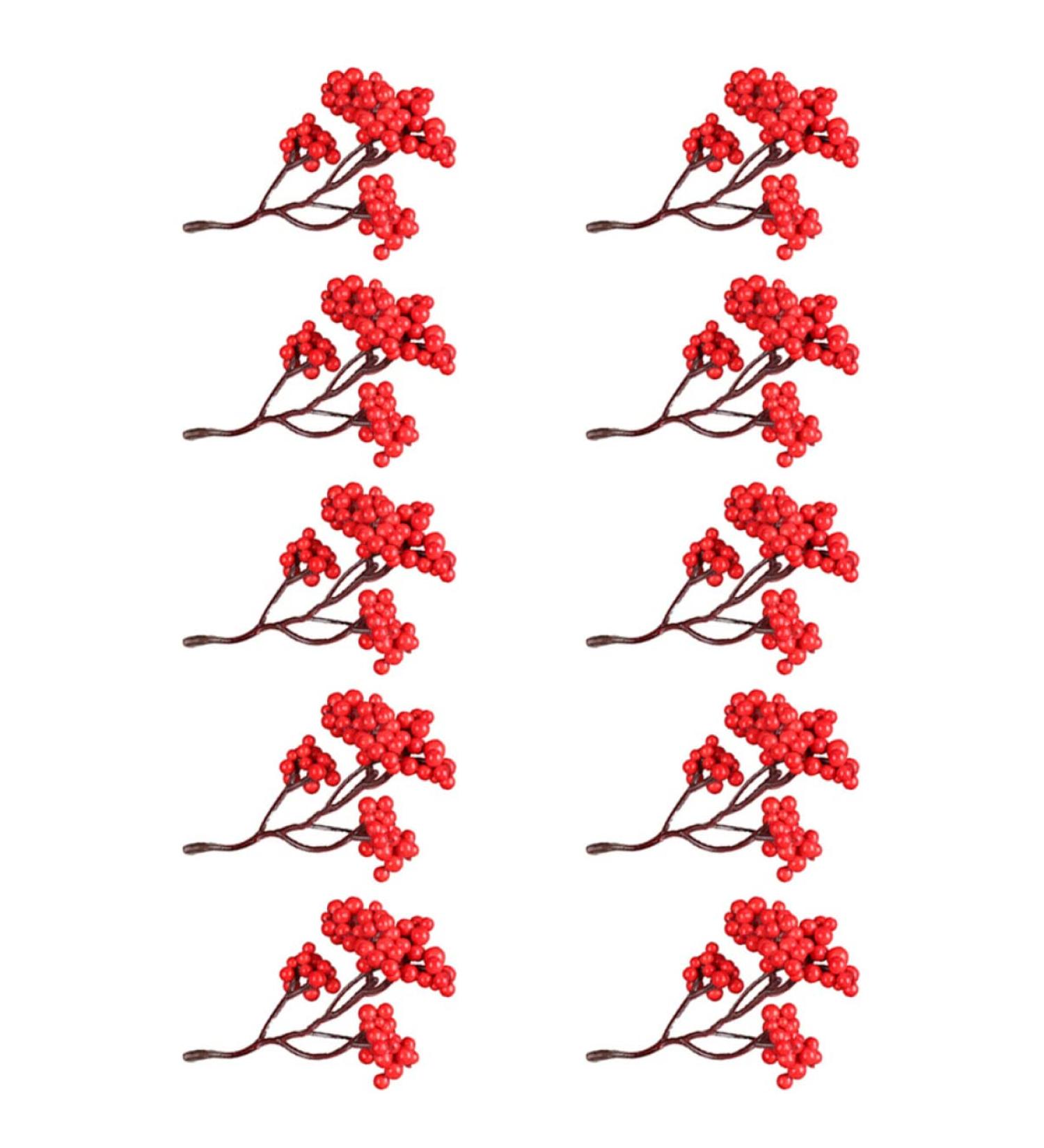 HOMSFOU 10pcs Artificial Red Fruit Wreath Decor Dry Flowers for Decoration Christmas Home Decor Floral Arrangement Supplies Christmas Decor Artificial Plants Stems Bouquet Plastic Berry - Buy Online on GoSupps.com