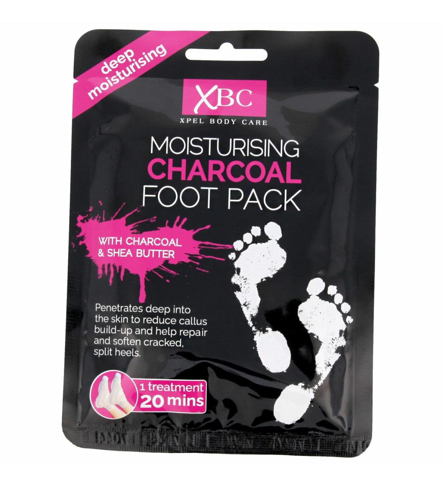 4 x XBC Moisturising Charcoal Foot Pack - Charcoal & Shea Butter