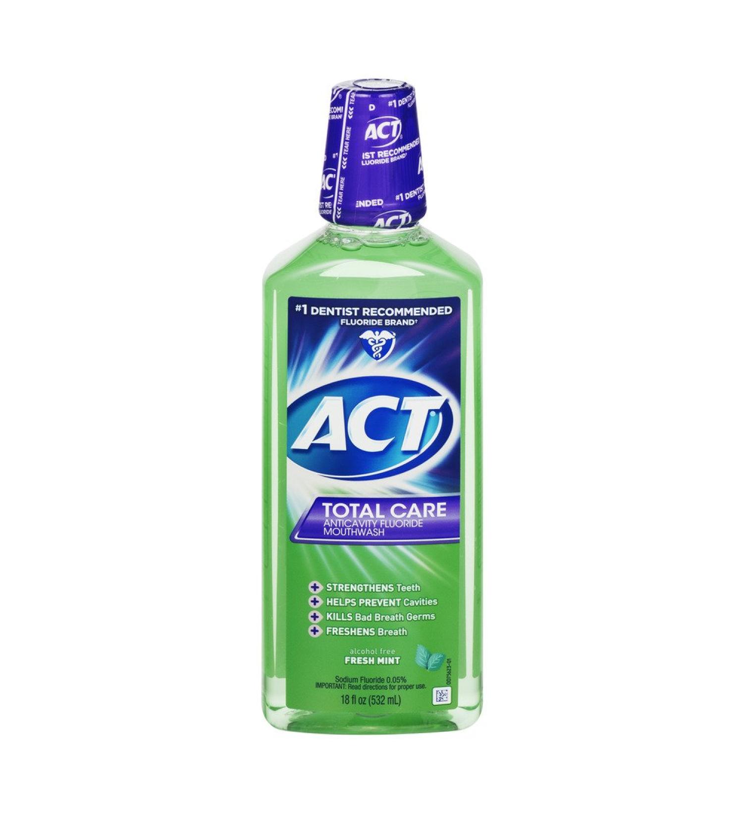 Act Total Care Anticavity Fluoride Mouthwash Fresh Mint - 18 oz Pack of 5