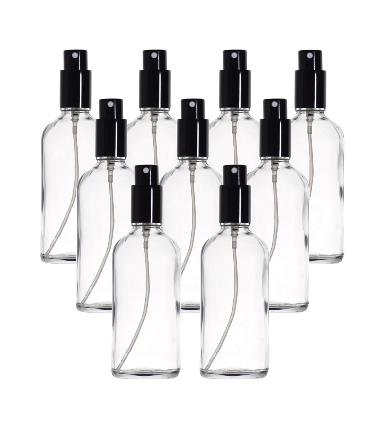 YIZHAO Clear Glass Spray Bottles 4oz - 9 Pcs Fine Mist Refillable for Essential Oils Perfume Aromatherapy & Travel - Durable Metal Cap - Buy Online on GoSupps.com