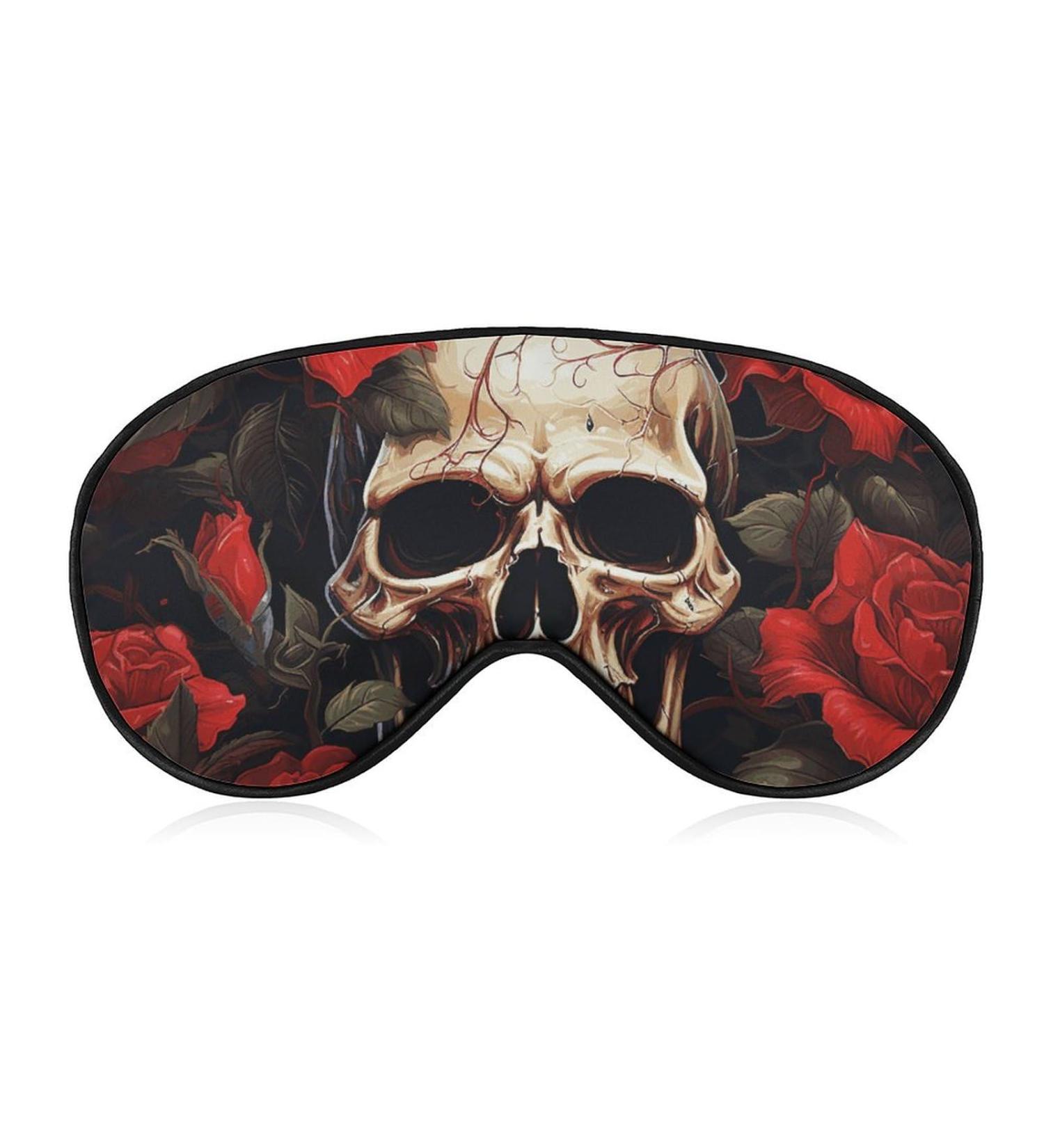 Soft Skull Rose-Red Eye Mask - Comfortable Adjustable Sleep Mask for Men & Women | Ideal for Travel & Work - Buy Online on GoSupps.com