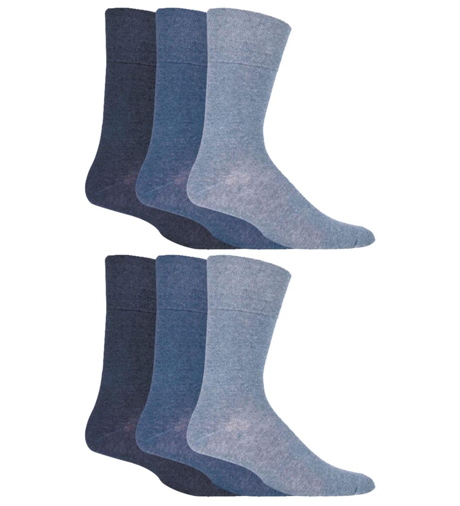 Gentle Grip Men's Non-Binding Diabetic Socks 6-Pack - Size 7-12 Blue - Buy Online on GoSupps.com