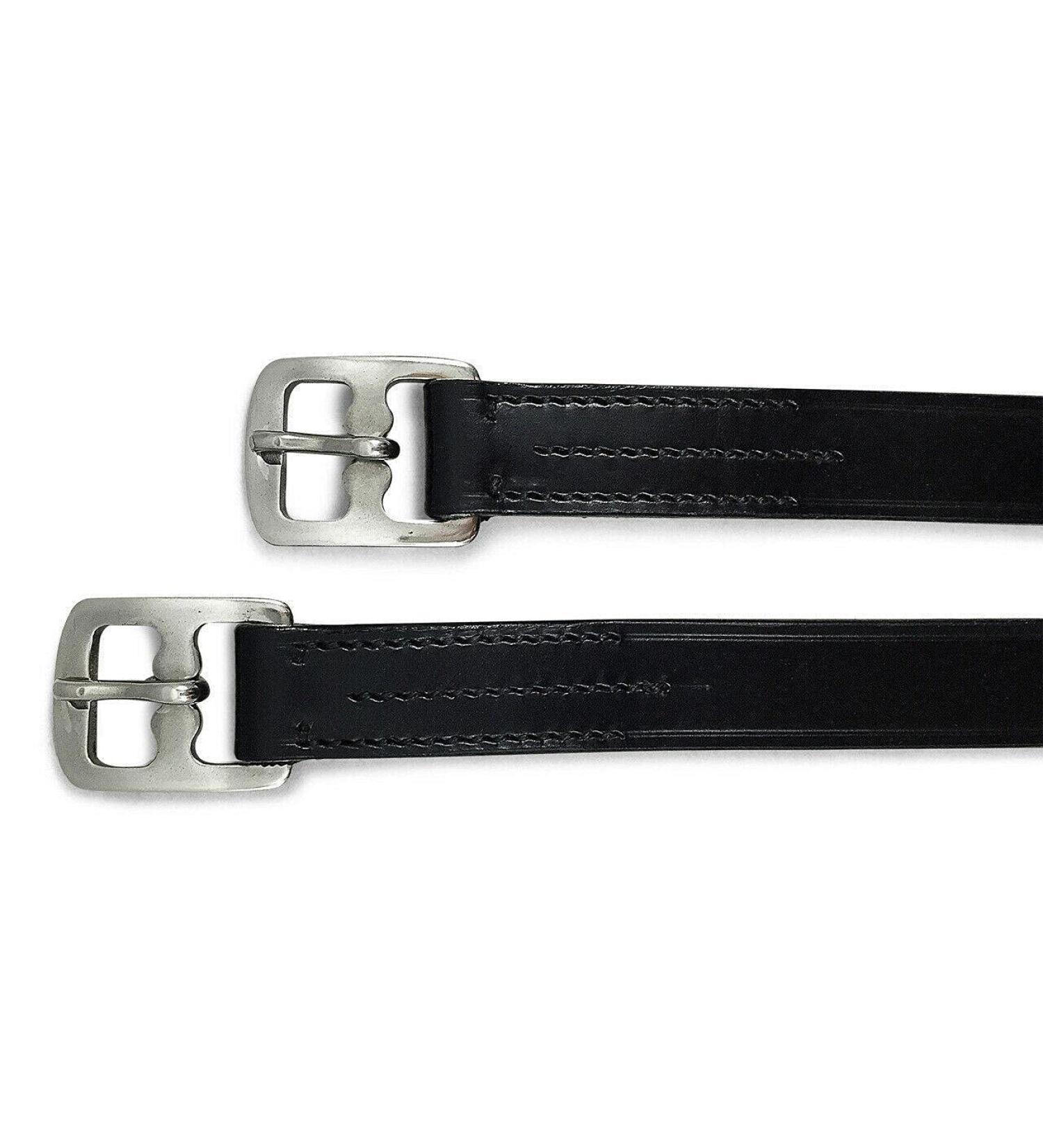 Equitack Leather Stirrup Leathers | Stainless Steel Horse Buckle Horse Riding Stirrups Horse Stirrup Belt | Horse Stuff Riding Belt Horse Neck Strap - Black 52" 52'' Black - Buy Online on GoSupps.com