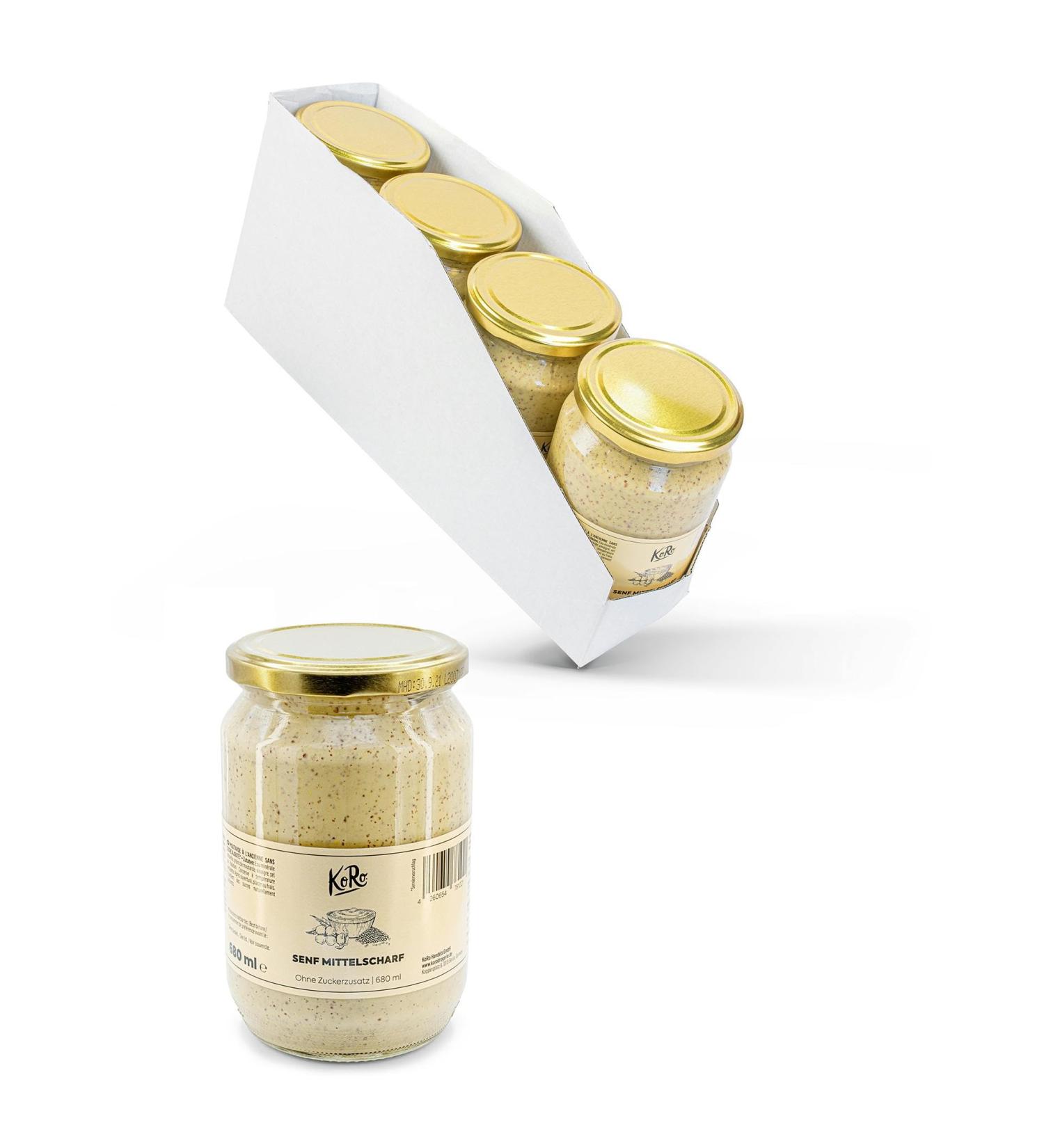 Choir KoRo Medium spicy mustard 4 x 680 ml - Buy Online on GoSupps.com