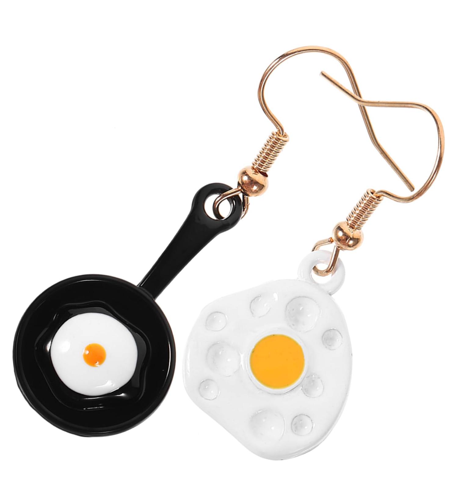 1pair Circle Earrings Jewelry Red Earrings Women s Earrings Simple Stud Miss Fried Eggs Asymmetrical 2.7X1cm White - Buy Online on GoSupps.com