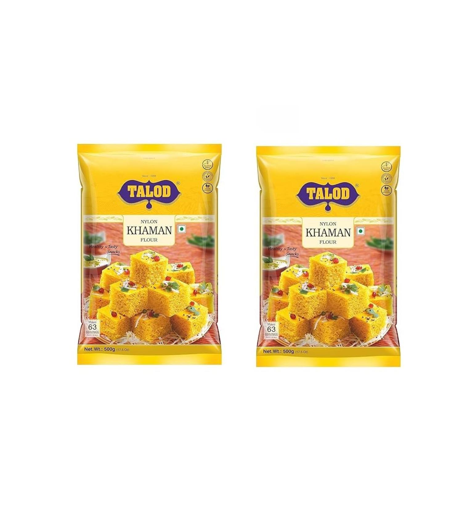 One Stop Dealers Talod Nylon Khaman Powder (500 Gram) - Instant Snacks Mix - A Traditional Indian Savory Snack - Popular Traditional Gujarati Snacks (Pack of 2)