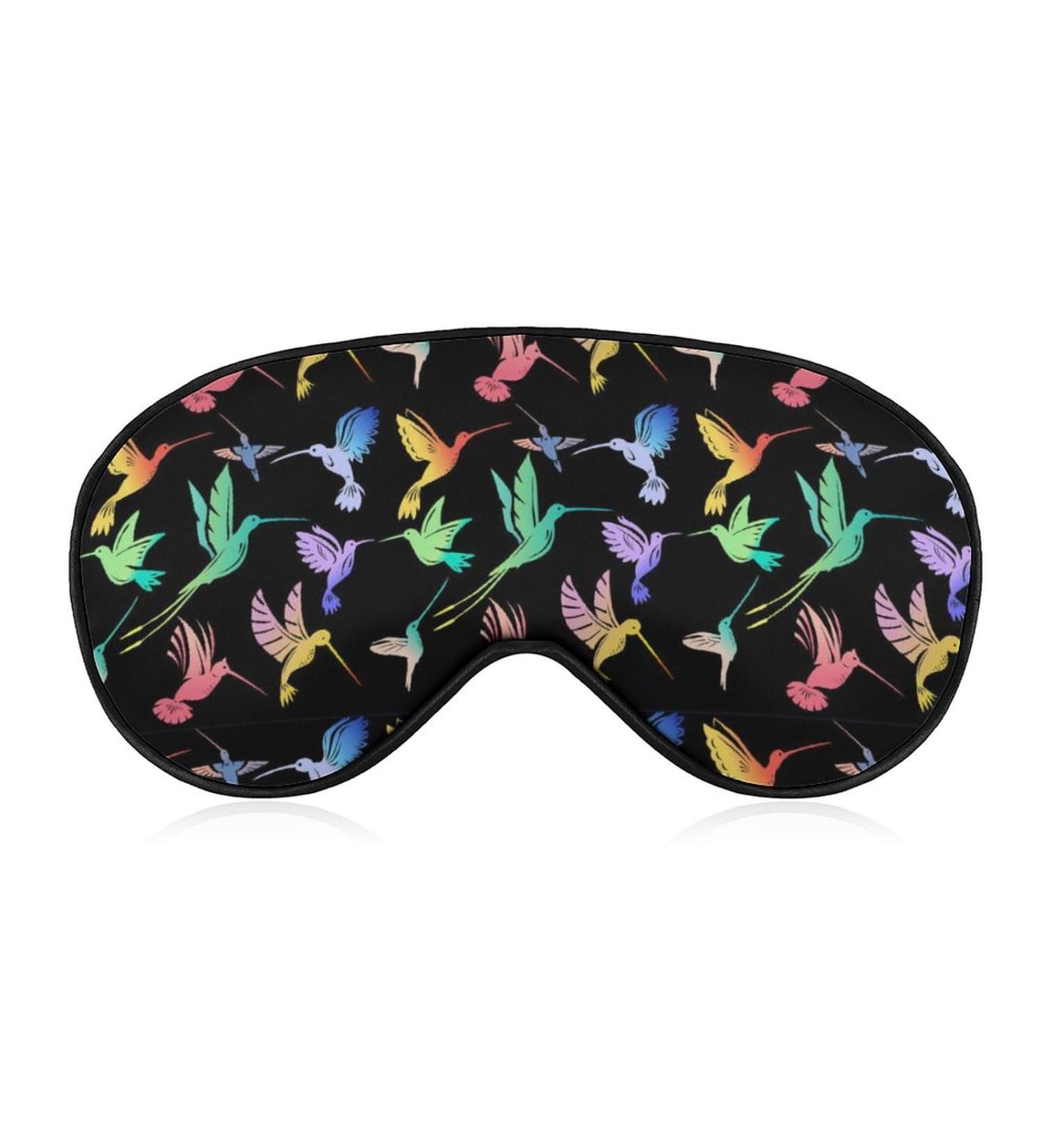 Nature Theme Flying Hummingbirds Sleep Mask - Adjustable Strap, Light Blocking Eye Cover for Men and Women - Buy Online on GoSupps.com
