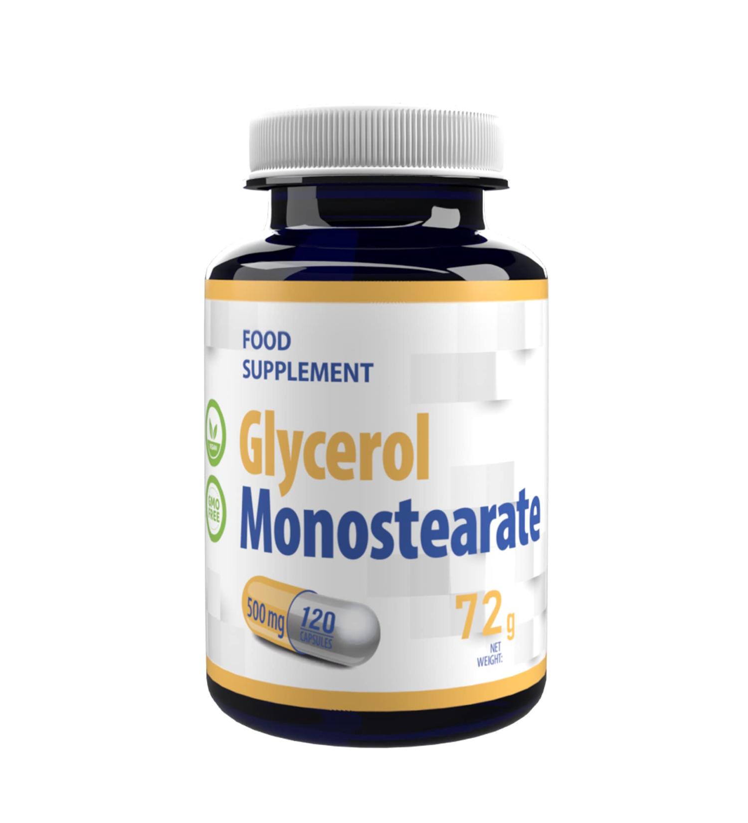 Glycerol Monostearate (GMS) 500mg | 120 Vegan Capsules | High Strength Supplement | Gluten & GMO Free | 3rd Party Lab Tested - Buy Online on GoSupps.com