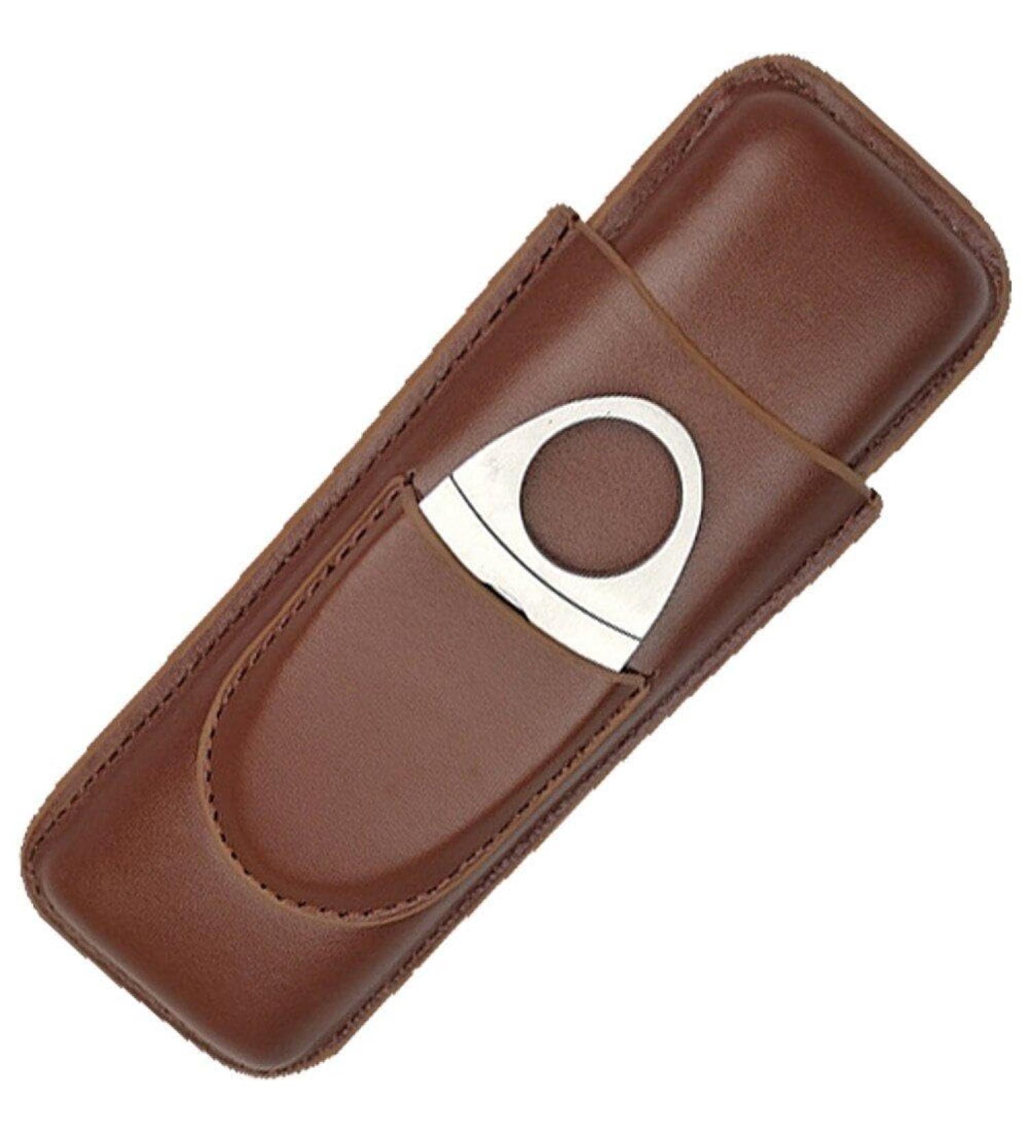 Portable Cigar Case Leather Cigar Holder Case with Cutter Humidor Travel Box Portable Cigar Accessory - Buy Online on GoSupps.com