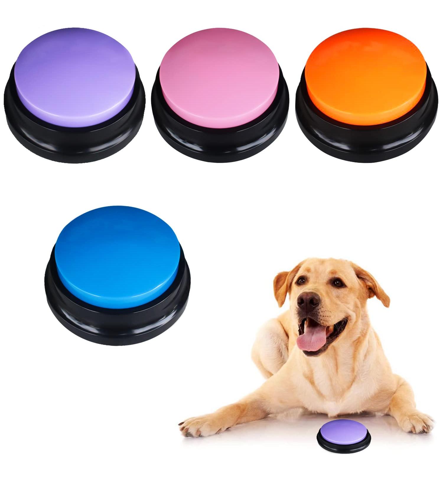 Recordable Dog Buzzers - 4 Sound Buttons for Training & Communication | Interactive Pet Doorbell & Games - Buy Online on GoSupps.com