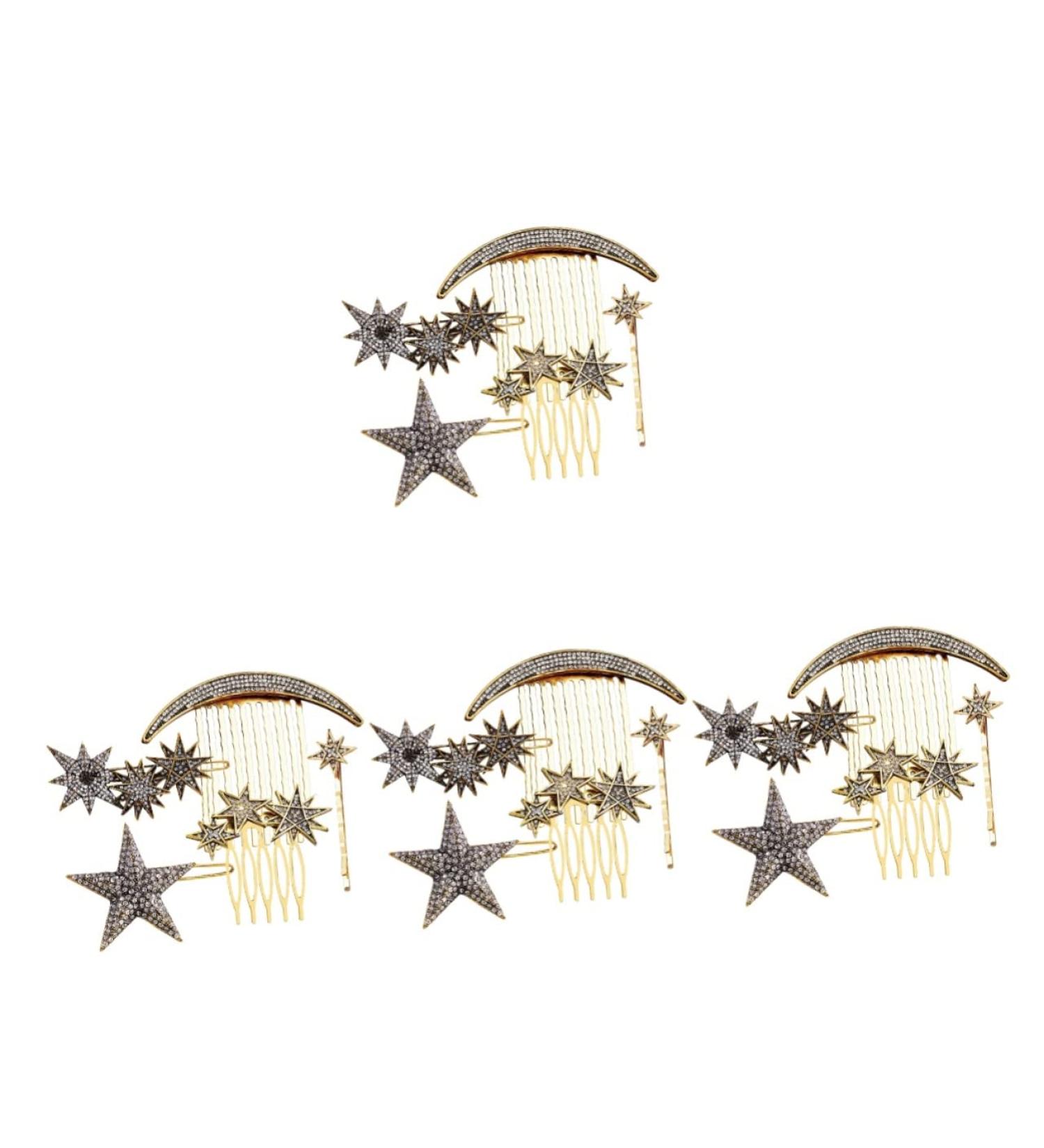 FRCOLOR 4 Sets Star Moon Hairpin Star Hairpins Rhinestone Hair Accessories Bridal Side Comb Hair Comb Clip Wedding Side Comb Moon Hair Side Comb Moon Hair Accessories Hair Jewelry Alloy - Buy Online on GoSupps.com