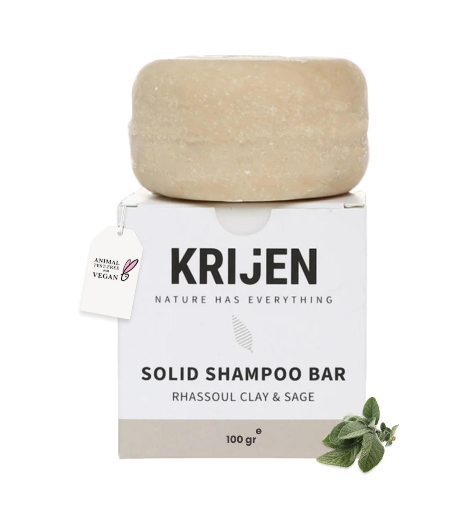  Krijen Vegan Shampoo with Sage Oil Black Seed Oil and Rhassoul Volcanic Clay 100g | Shine & Hydration for Dry & Drooping Hair - Buy Online on GoSupps.com
