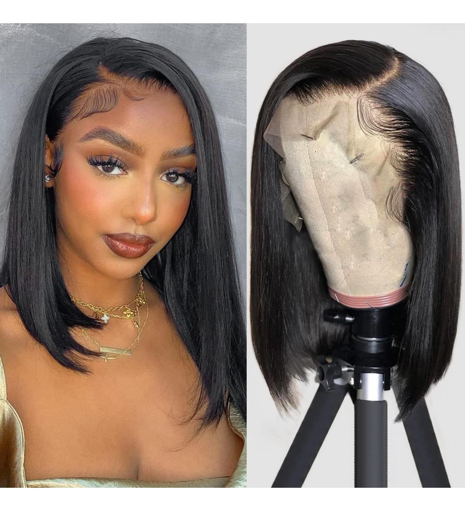 Flady 13x4 HD Frontal Lace Bob Wig 12 inch- 150% Density Human Hair for Black Women - Buy Online on GoSupps.com