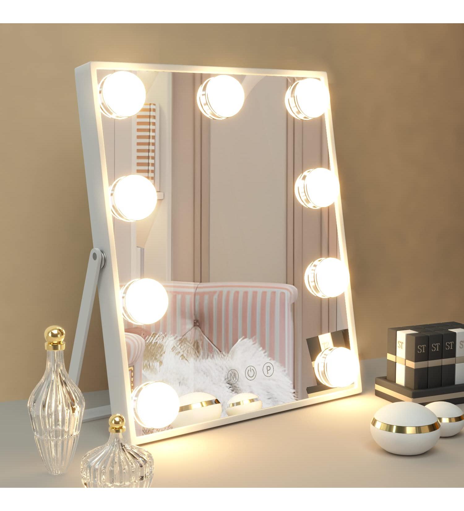 Manocorro Hollywood Vanity Mirror with 9 LED Bulbs and 3 Color Lighting Modes - Buy Online on GoSupps.com