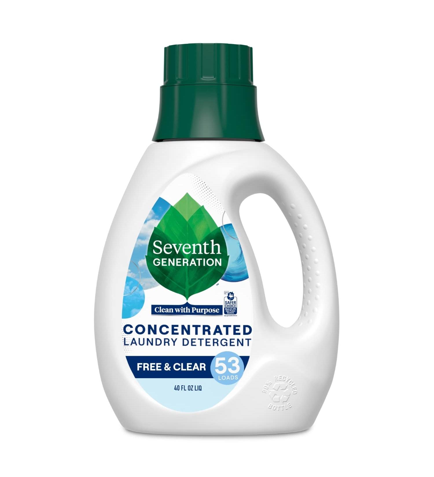 Seventh Generation Concentrated Laundry Detergent - Stain Fighting Formula - Free & Clear Unscented - 40 oz (53 Loads) - Buy Online on GoSupps.com