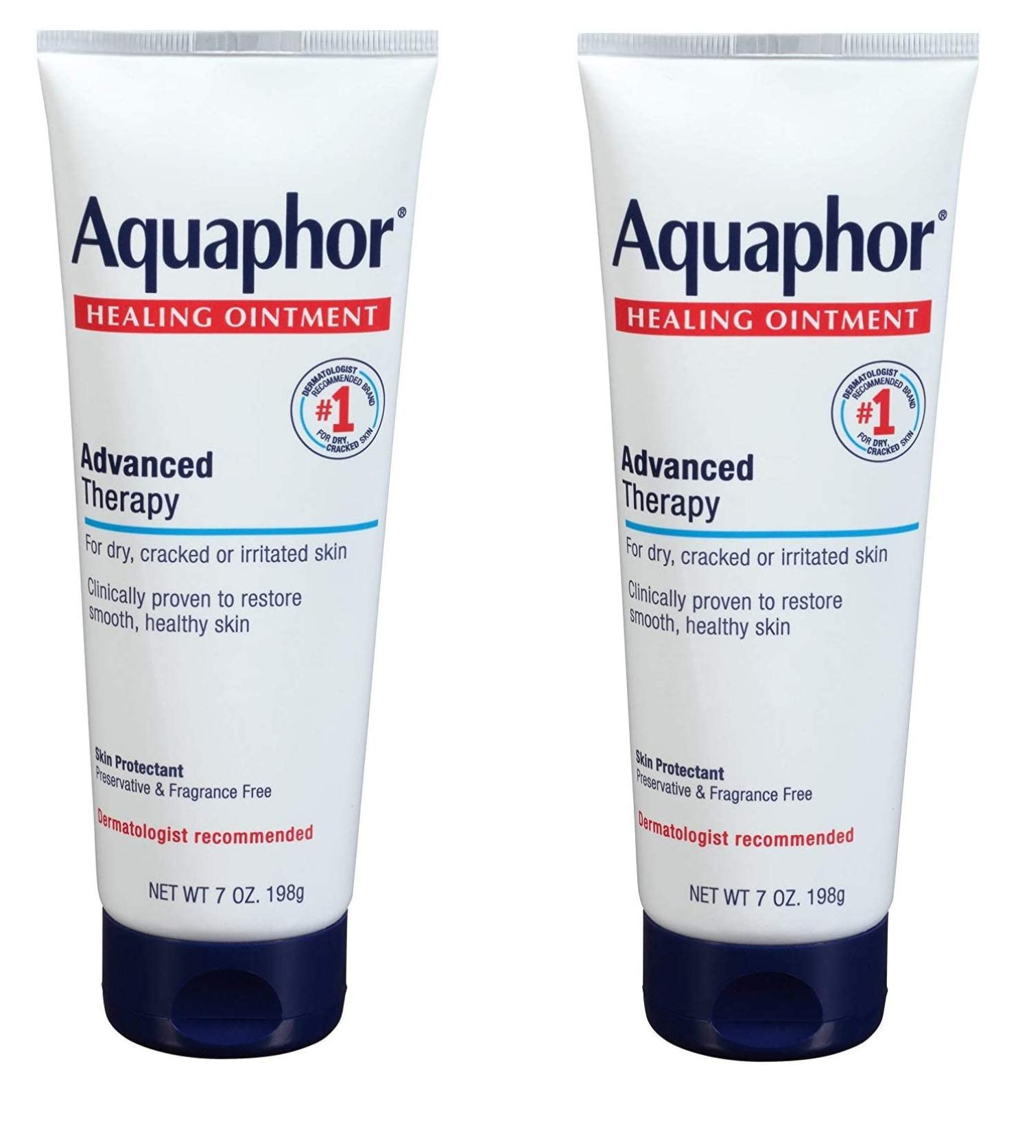 Aquaphor Healing Ointment - Dry Skin Moisturizer - Hands Heels Elbows Lips 7 oz. Tube 2 Pack