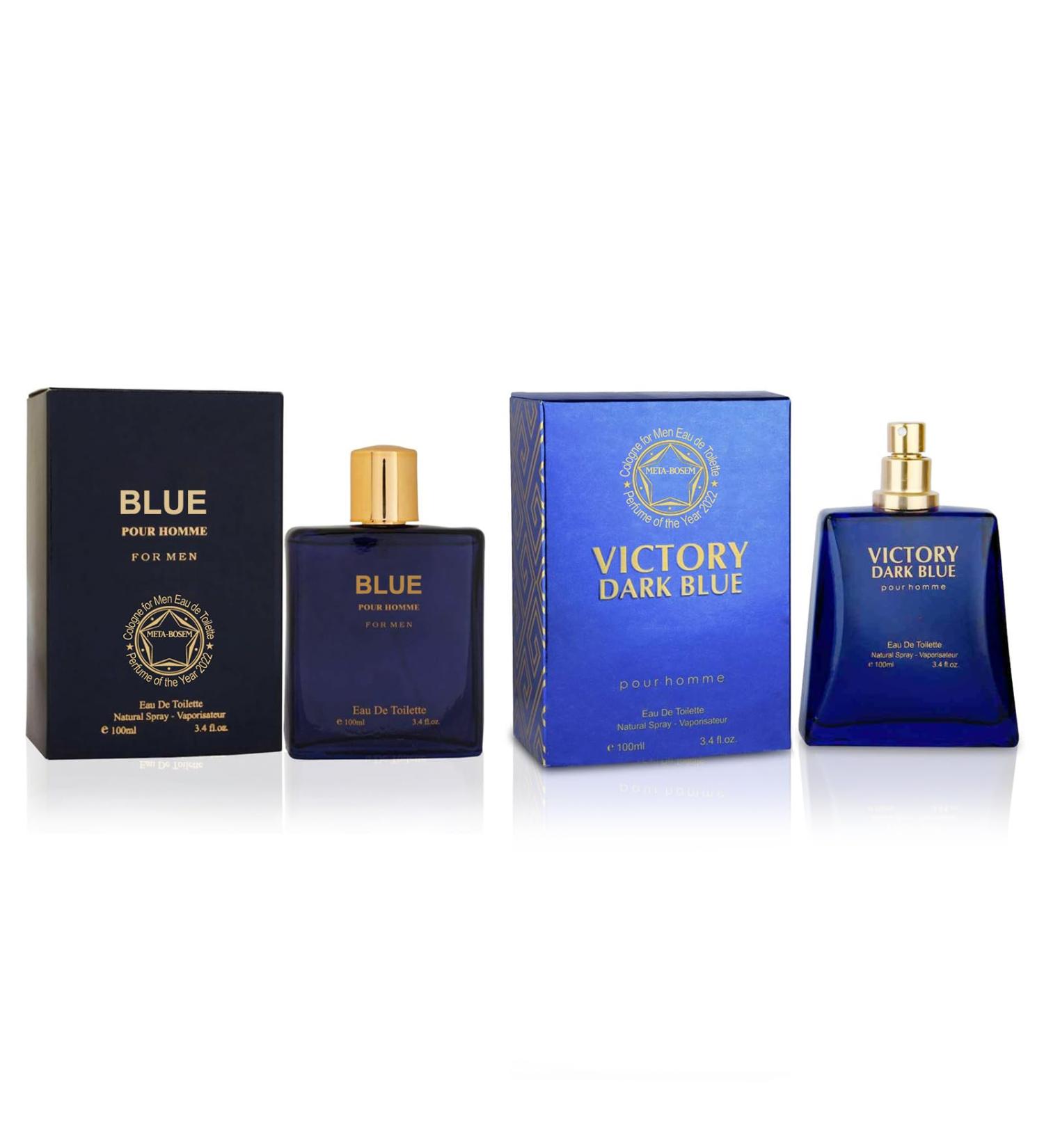 META-BOSEM Blue Pour Homme+Victory Men's Cologne Collection Eau de Toilette Natural Spray - Masculine Notes - Fresh Scent - Holiday Gift Set (Pack of 2) Each 3.4 Fl Oz Total 6.8 Fl Oz - Buy Online on GoSupps.com
