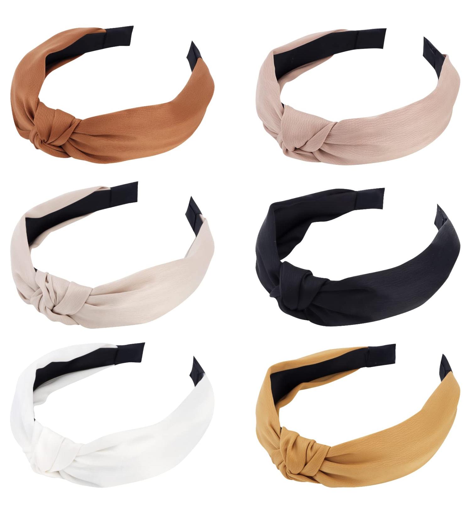 TOBATOBA 6 Pack Satin Knotted Headbands for Women - Neutral Fashion Hair Accessories - Buy Online on GoSupps.com