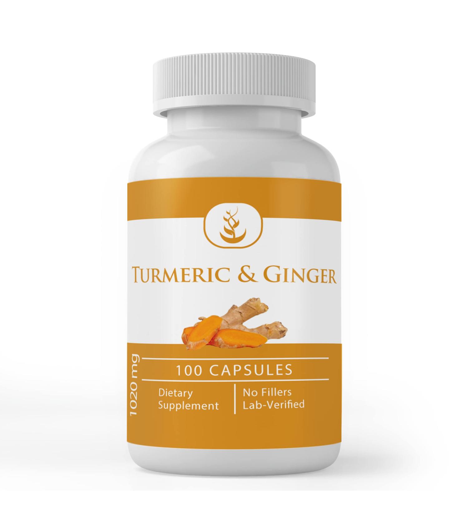 Pure Turmeric Curcumin & Ginger Capsules - 100 Count | Lab Verified, No Additives | 100% Original Ingredients - Buy Online on GoSupps.com